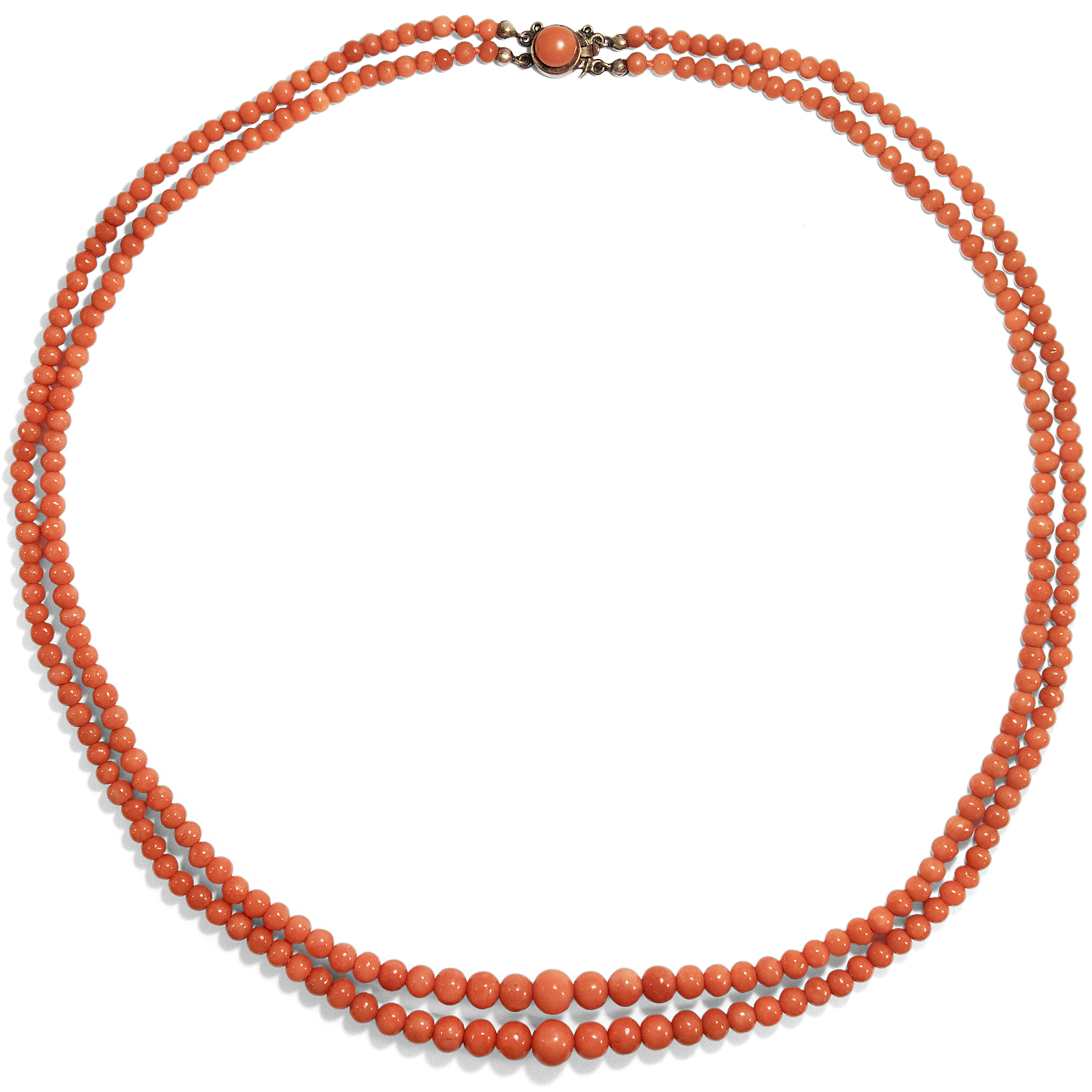 Antique Coral Necklace in Two Rows, c. 1900