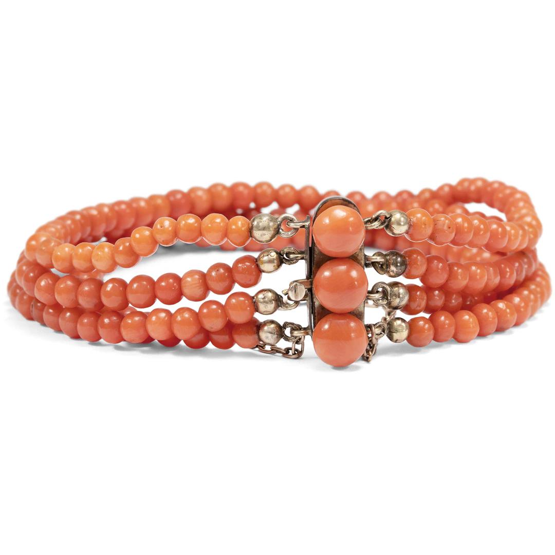Antique Bracelet Made of Mediterranean Sciacca Coral, c. 1900