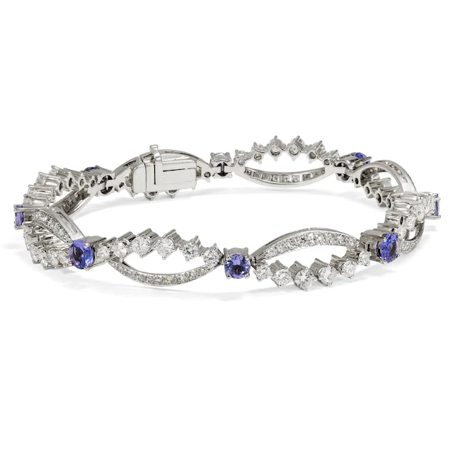 Elegant White Gold Bracelet with Diamonds & Tanzanites, c. 1975