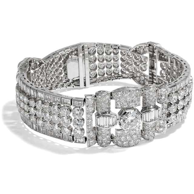 Precious Art Déco Diamond Bracelet in Platinum, 1930s