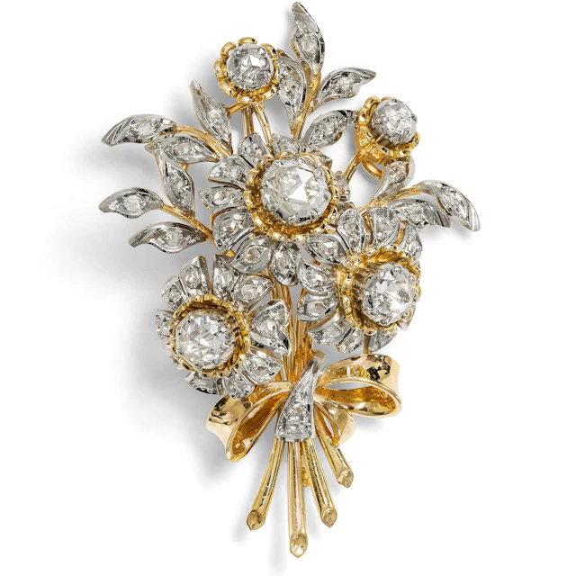 Precious Vintage Brooch with 1.60 ct Diamonds Set in Gold, c. 1960
