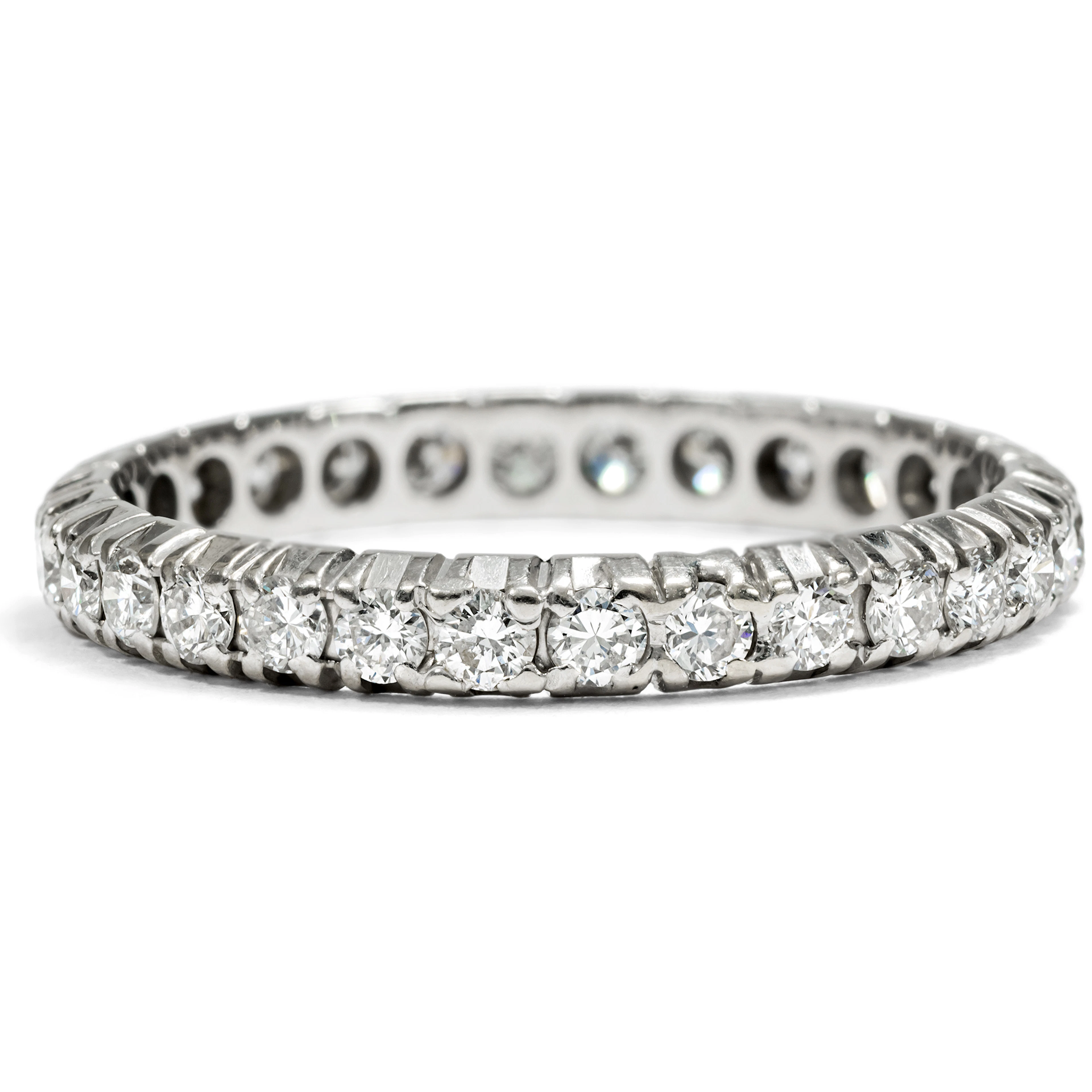 Vintage Memory Ring in White Gold with 0.90 ct Diamonds, Size 55, c. 1980
