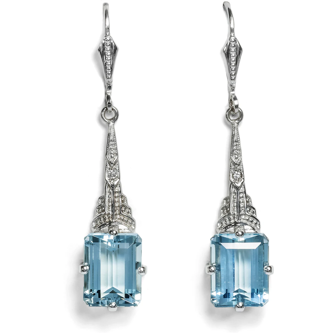 Elegant Earrings with Aquamarines & Diamonds from Our Workshop