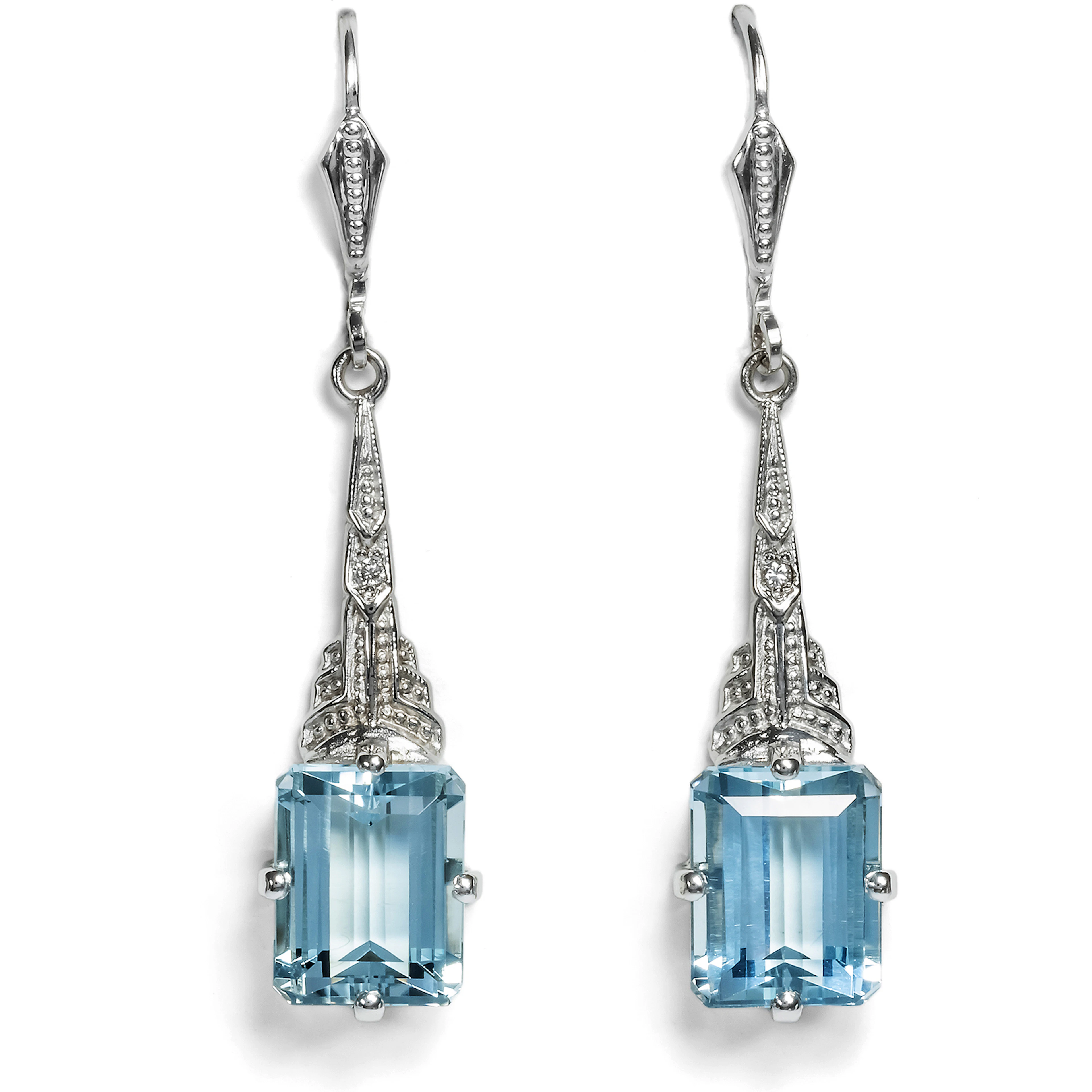 Elegant Earrings with Aquamarines & Diamonds from Our Workshop