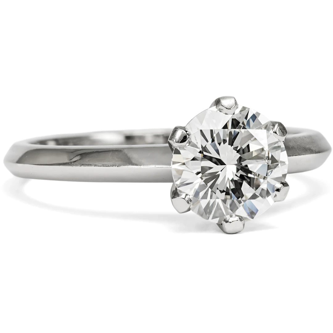 Classic Engagement Ring with a 1.30 Ct Vintage Diamond in Platinum