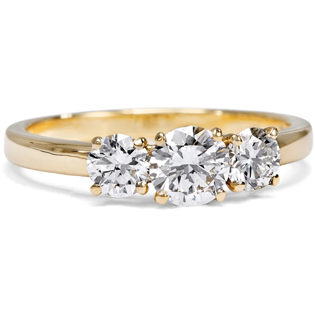 Sparkling “Trilogy” Ring With 0.78 Ct Vintage Brilliant-Cut Diamonds