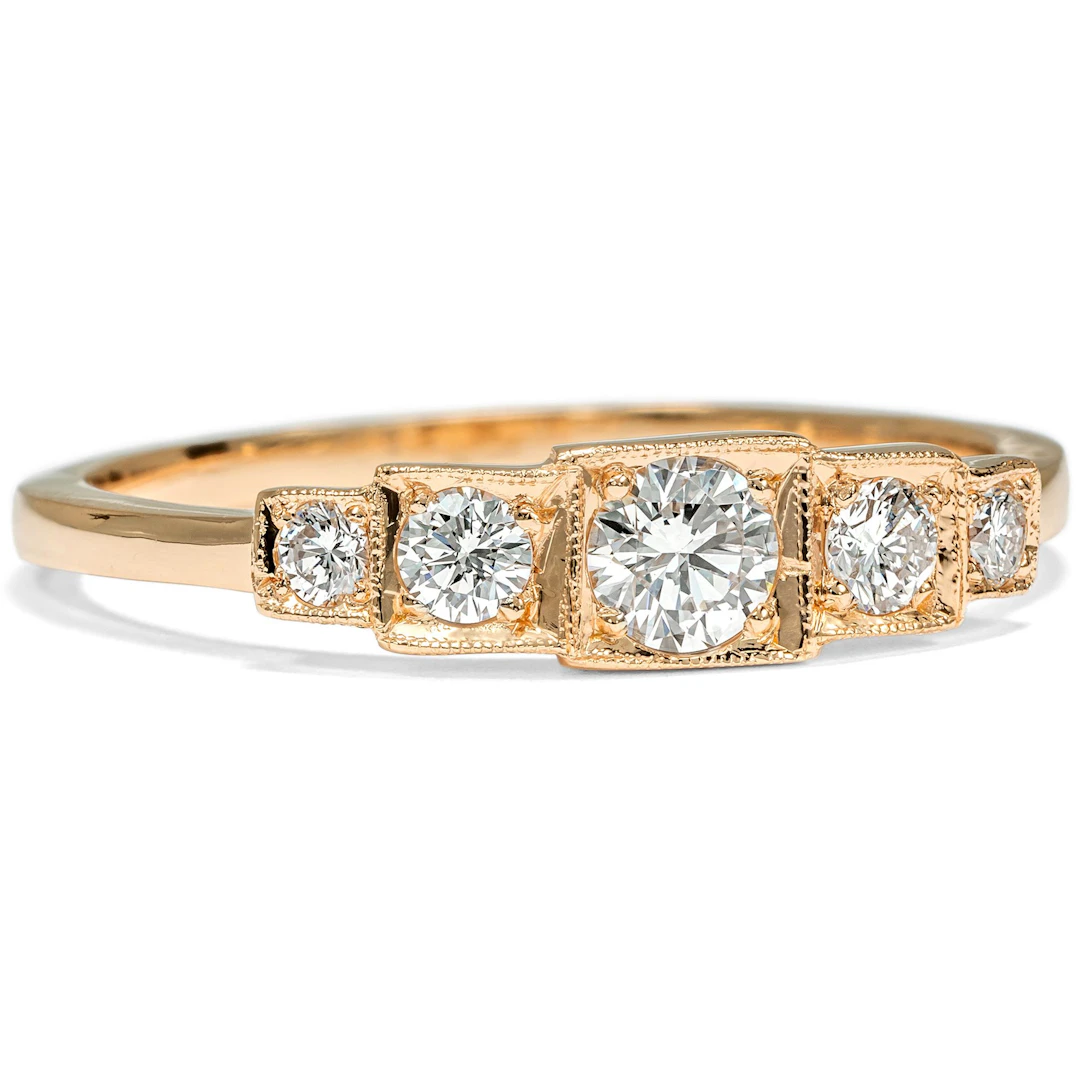 Unworn Five-Stone Diamond Ring in Rose Gold From Our Workshop