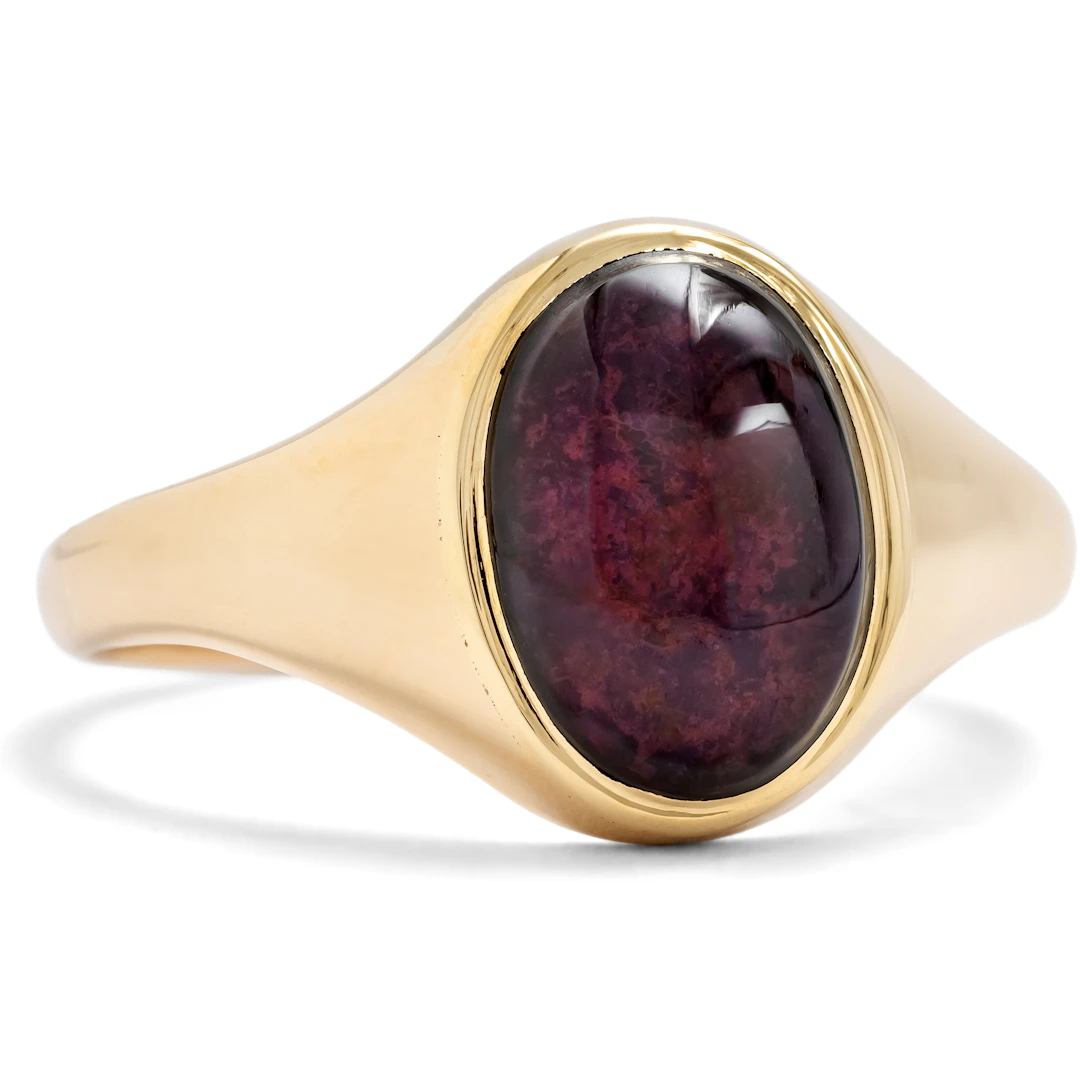 Stylish Antique Gold Ring with garnet, Birmingham 1917