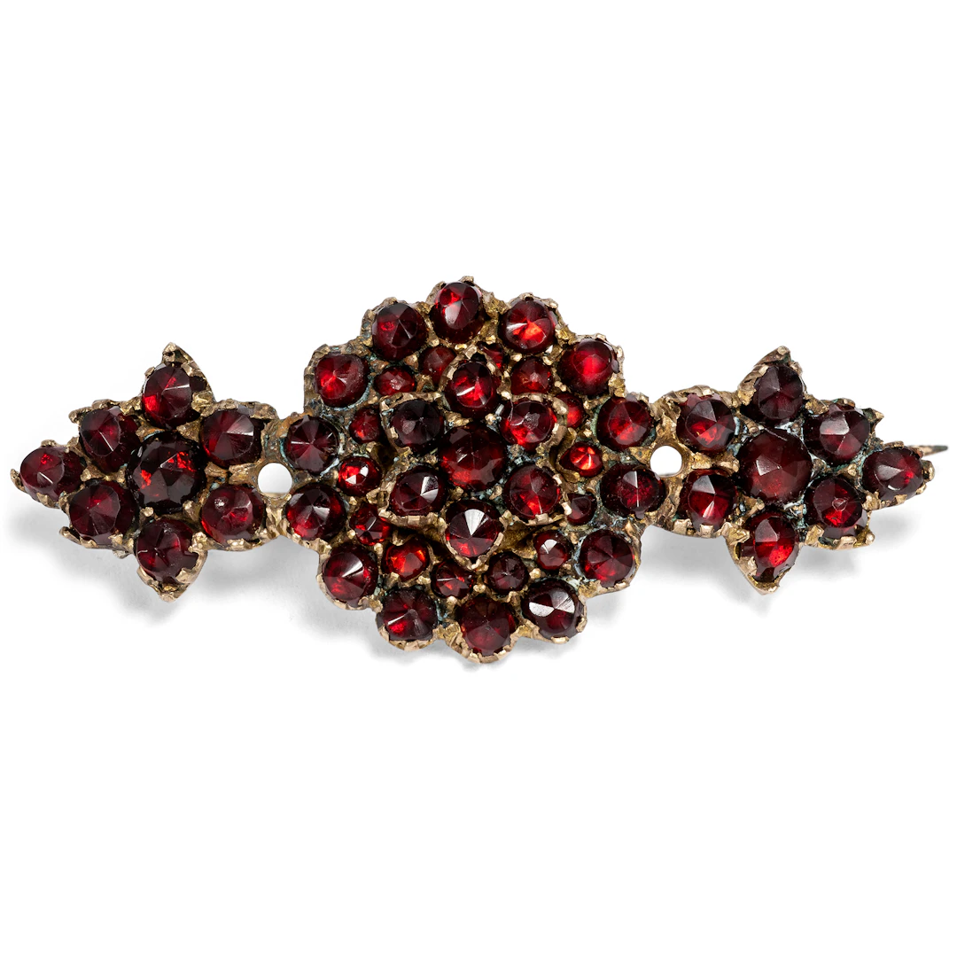 Antique Brooch with Bohemian Garnets, c. 1890