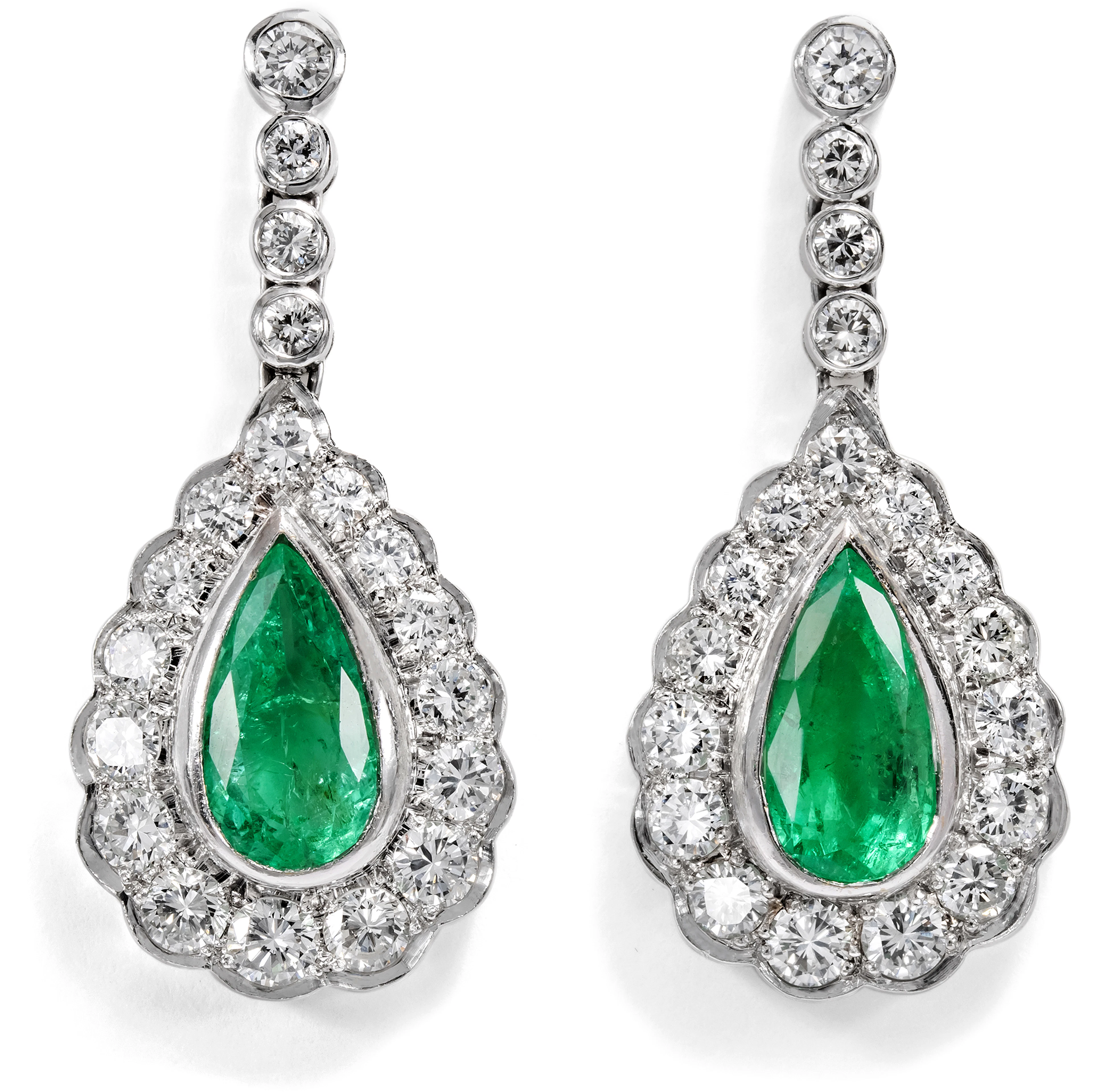 Vintage Earrings with Diamonds and Colombian Emeralds, ca. 1980