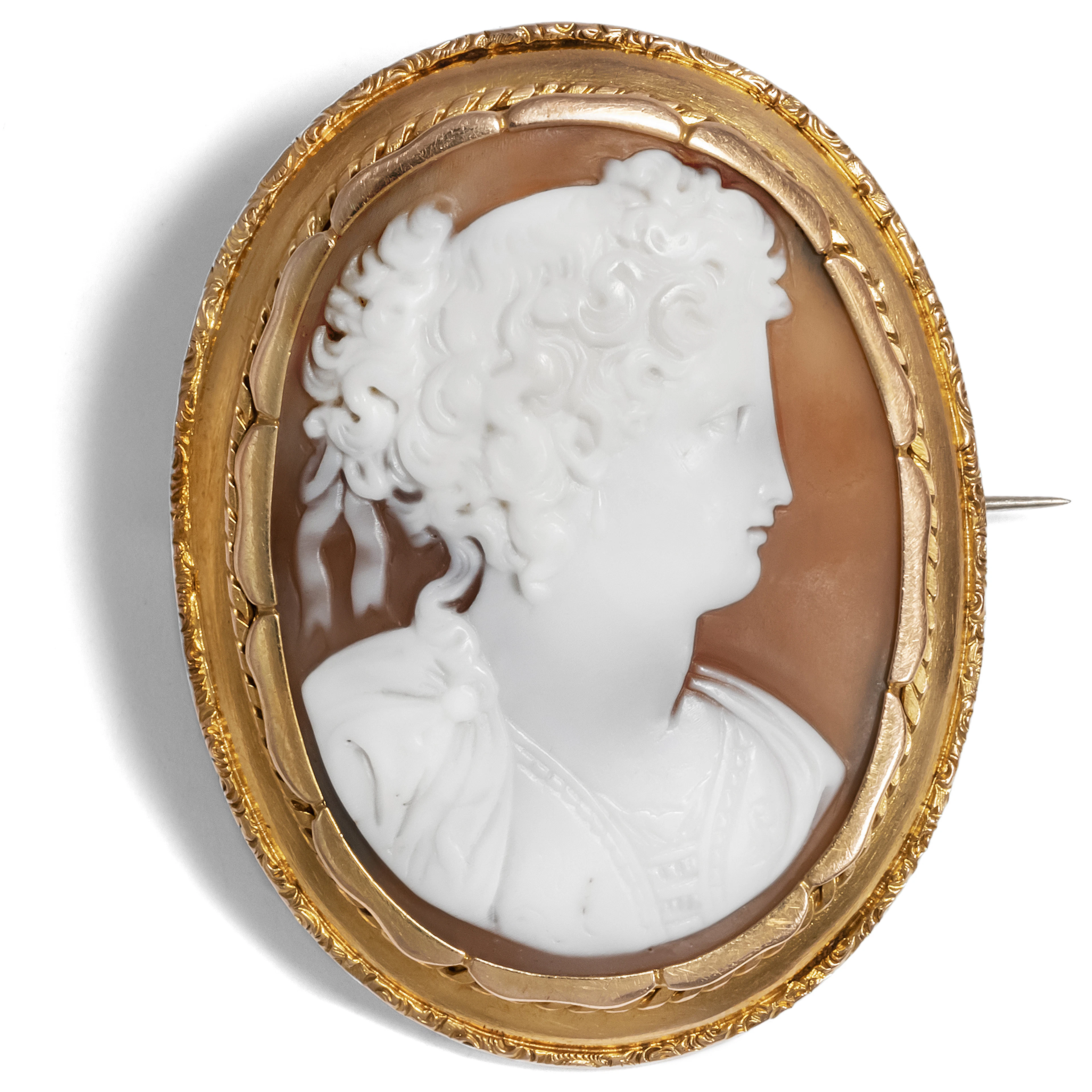 Antique Brooch With a Cameo of Berenice Set in Gold, c. 1860