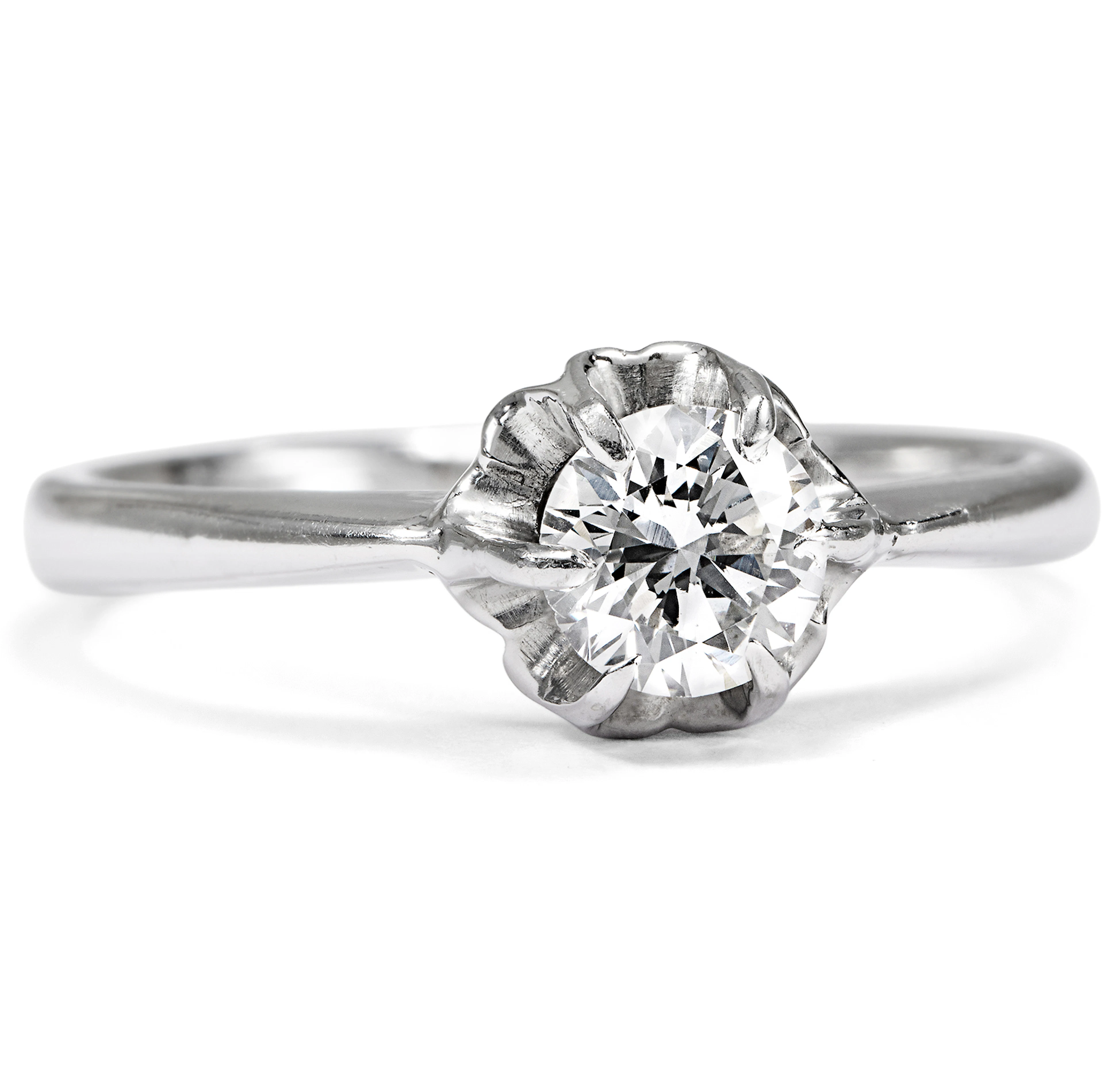 Beautiful Vintage Ring with 0.45 ct Diamond Solitaire in White Gold