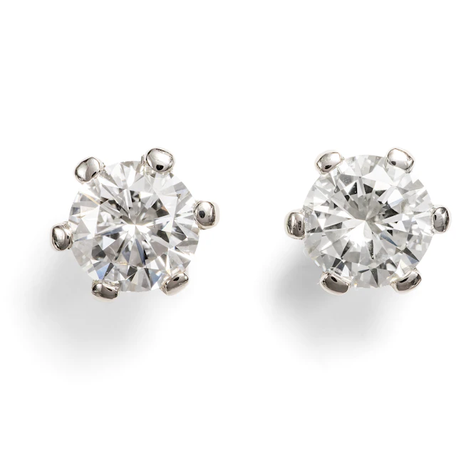 Stud Earrings with 0.97 Ct Brilliant-Cut Diamonds in Platinum From Our Workshop