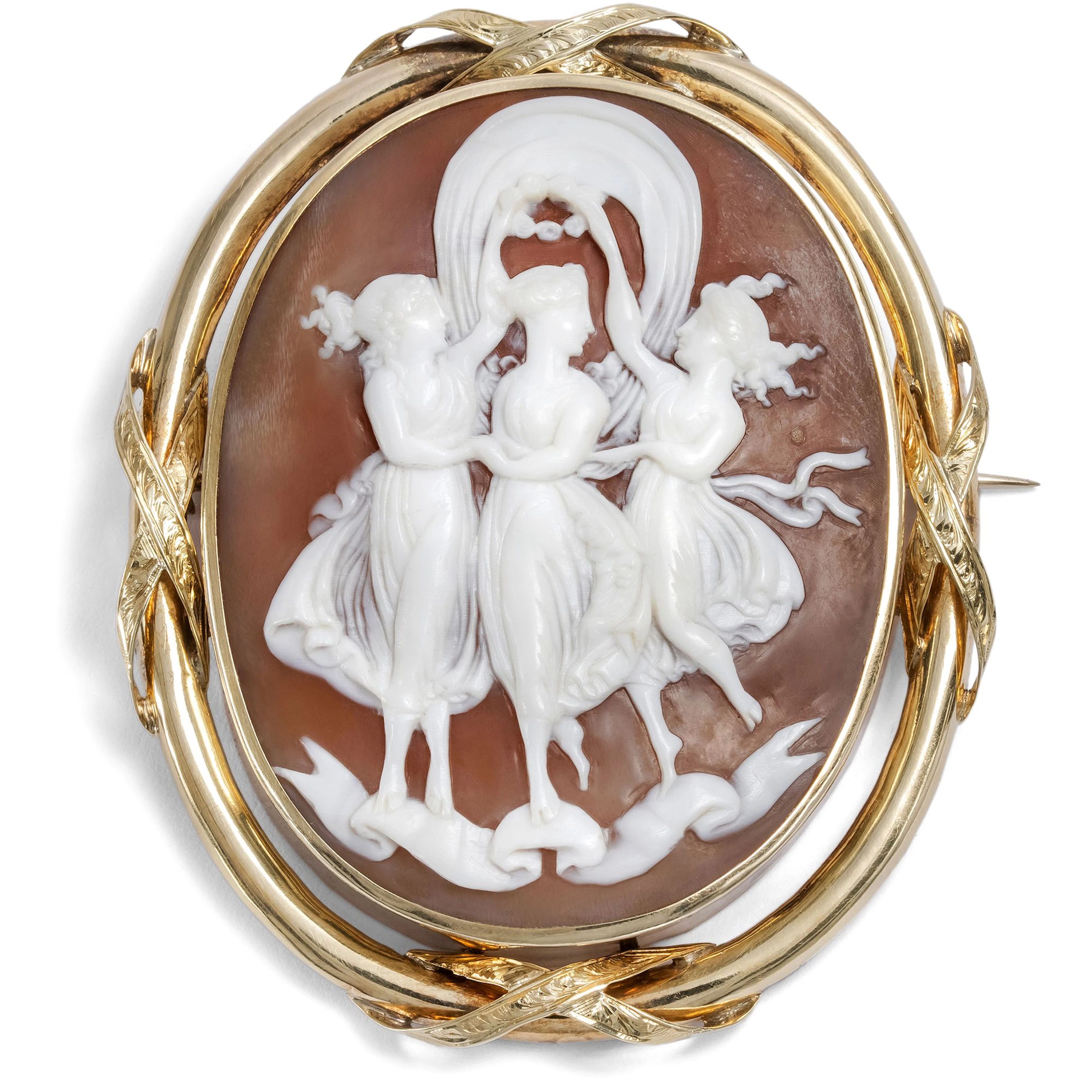 Antique Shell Cameo after Antonio Canova in Gold, c. 1860