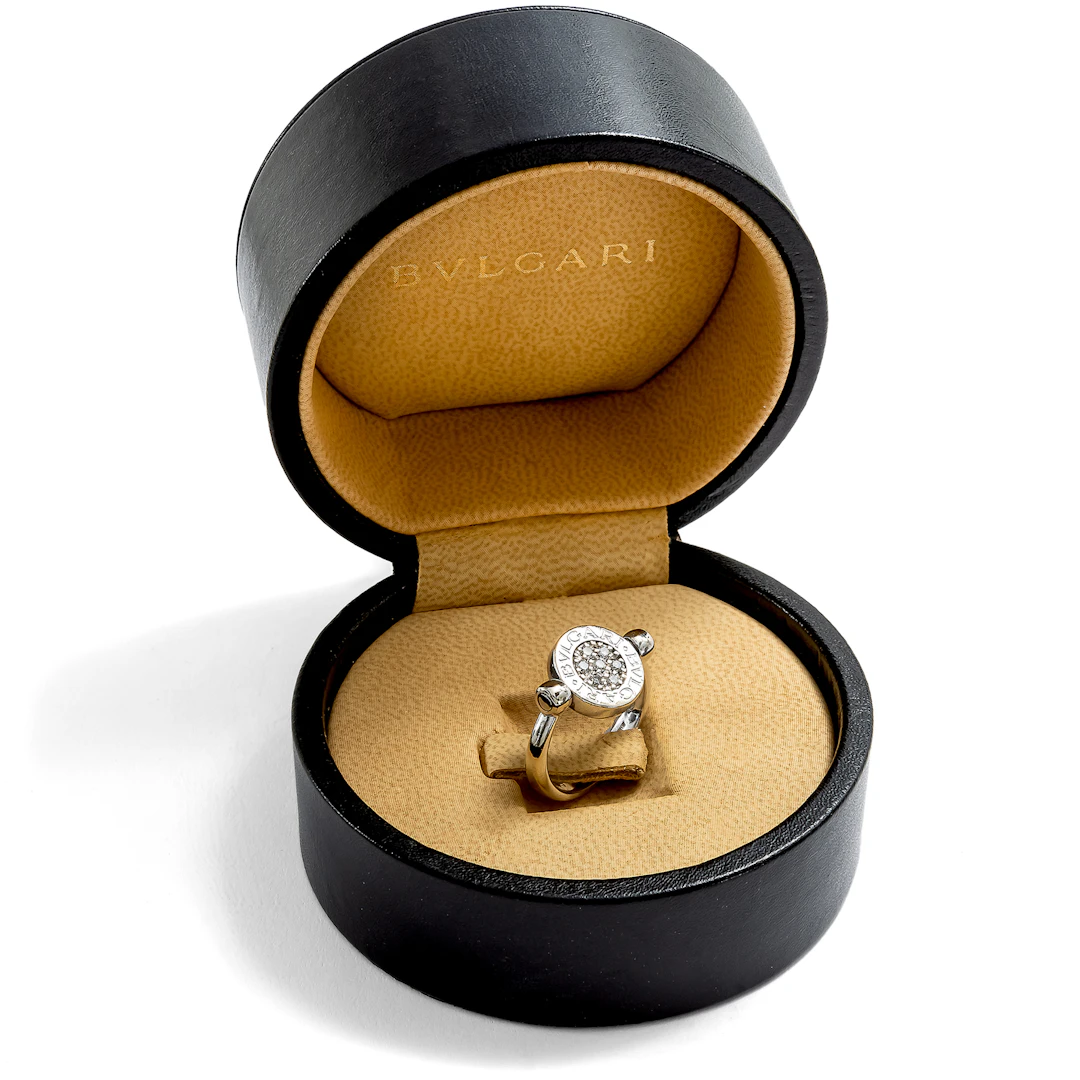 Vintage Reversible Ring by Bulgari with Onyx & Diamonds in White Gold
