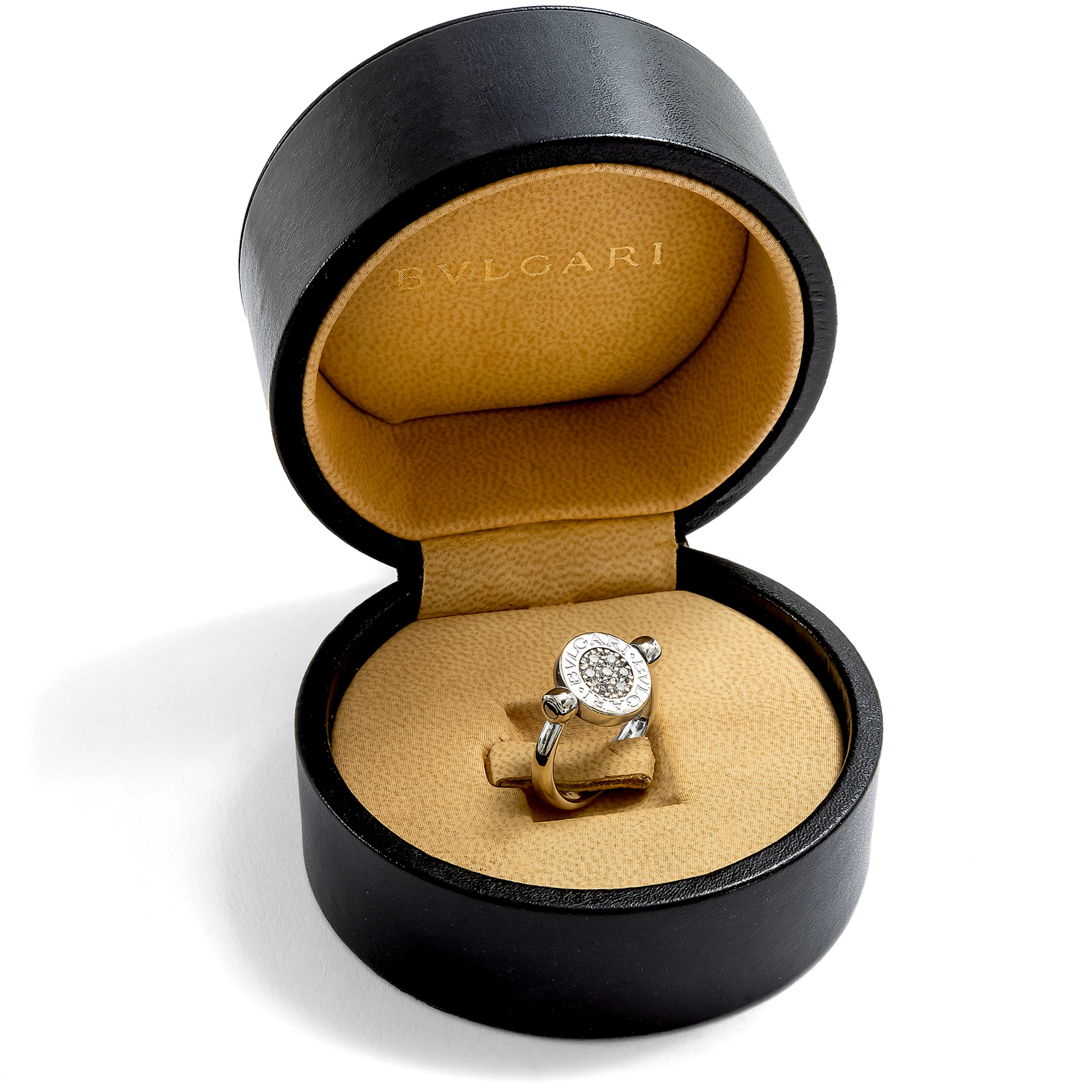 Vintage Reversible Ring by Bulgari with Onyx & Diamonds in White Gold