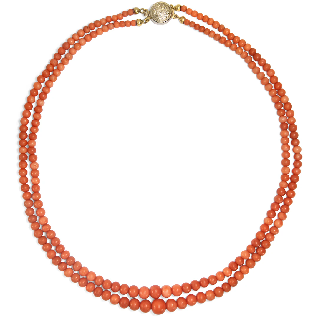 Antique Double-Row Necklace Made of "Corallo Sciacca", Italy c. 1900