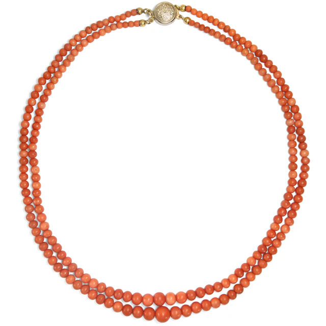 Antique Double-Row Necklace Made of "Corallo Sciacca", Italy c. 1900