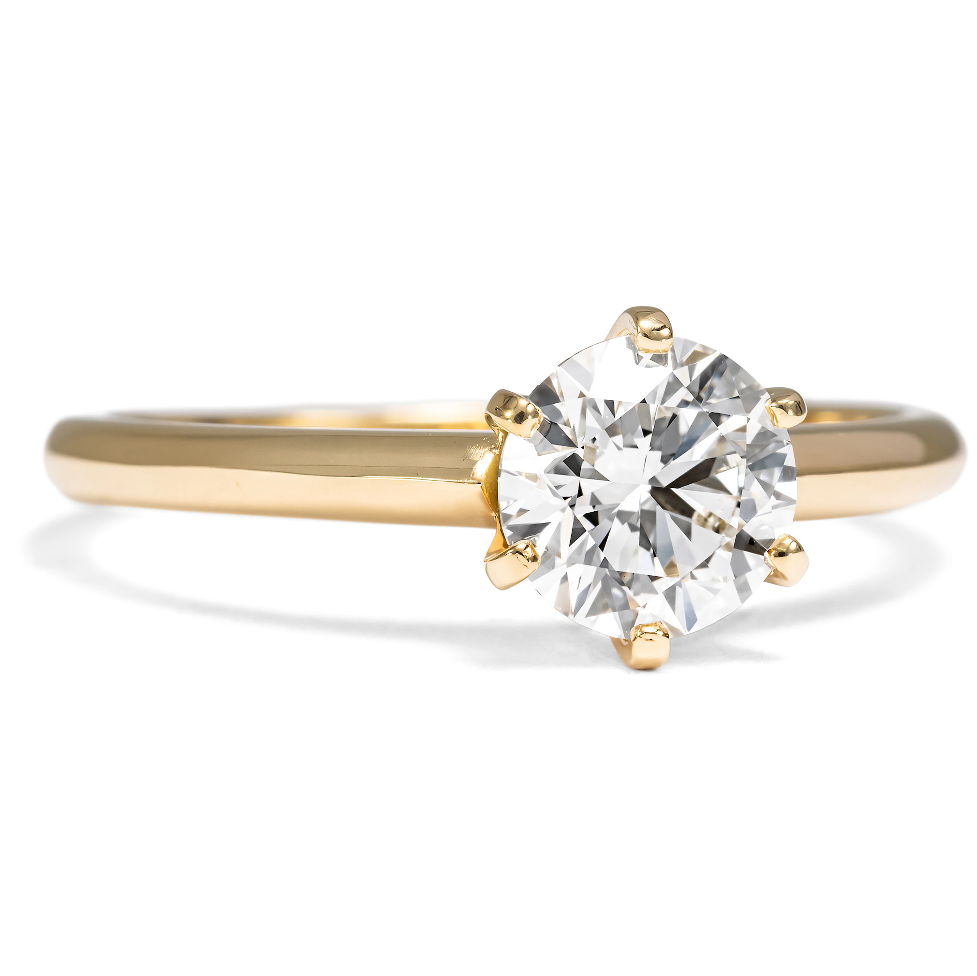 Classic Engagement Ring with a 1.07 Ct Diamond (F, IF) in Yellow Gold