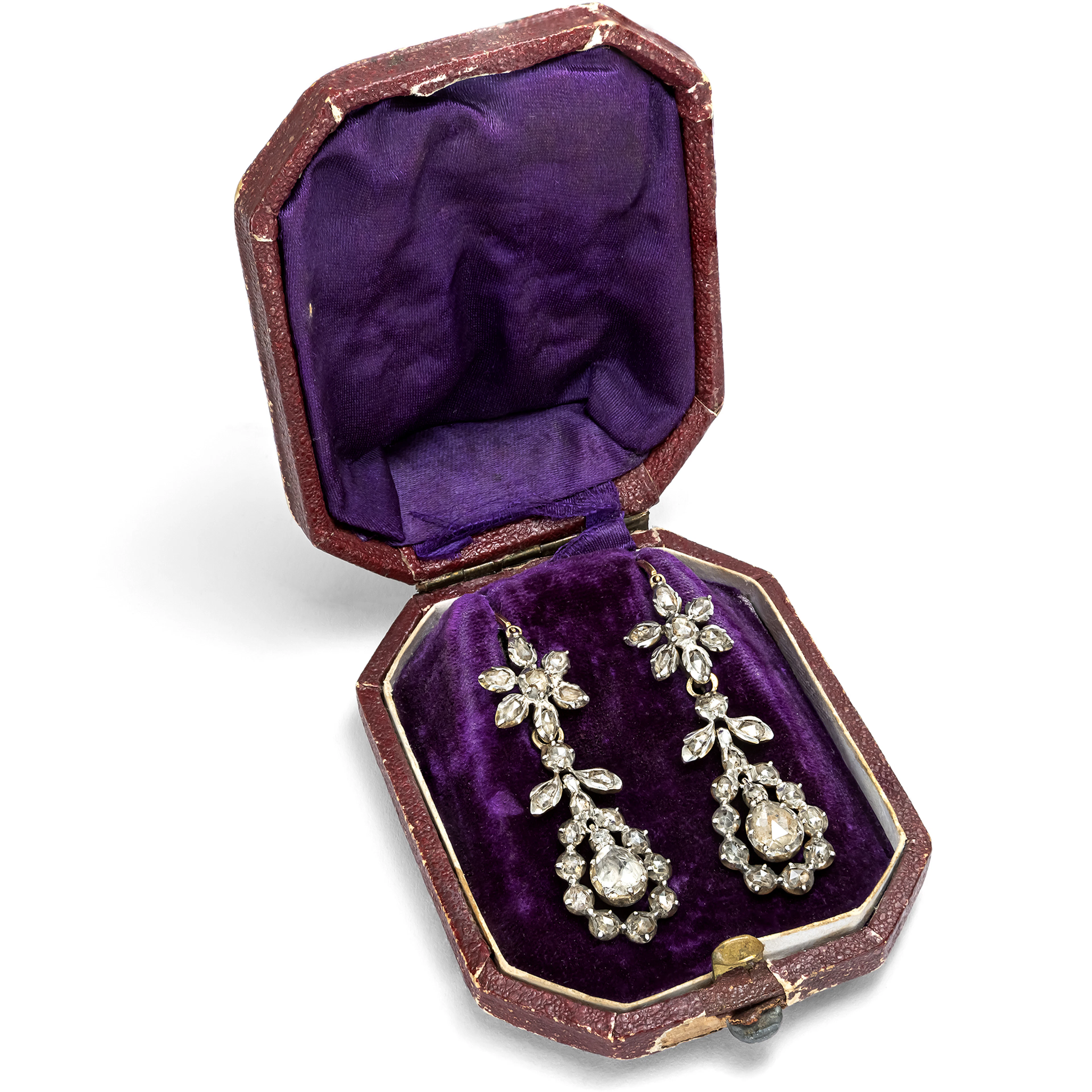 Floral Day-and-Night Earrings with Rock Crystal in Silver, Rome, first