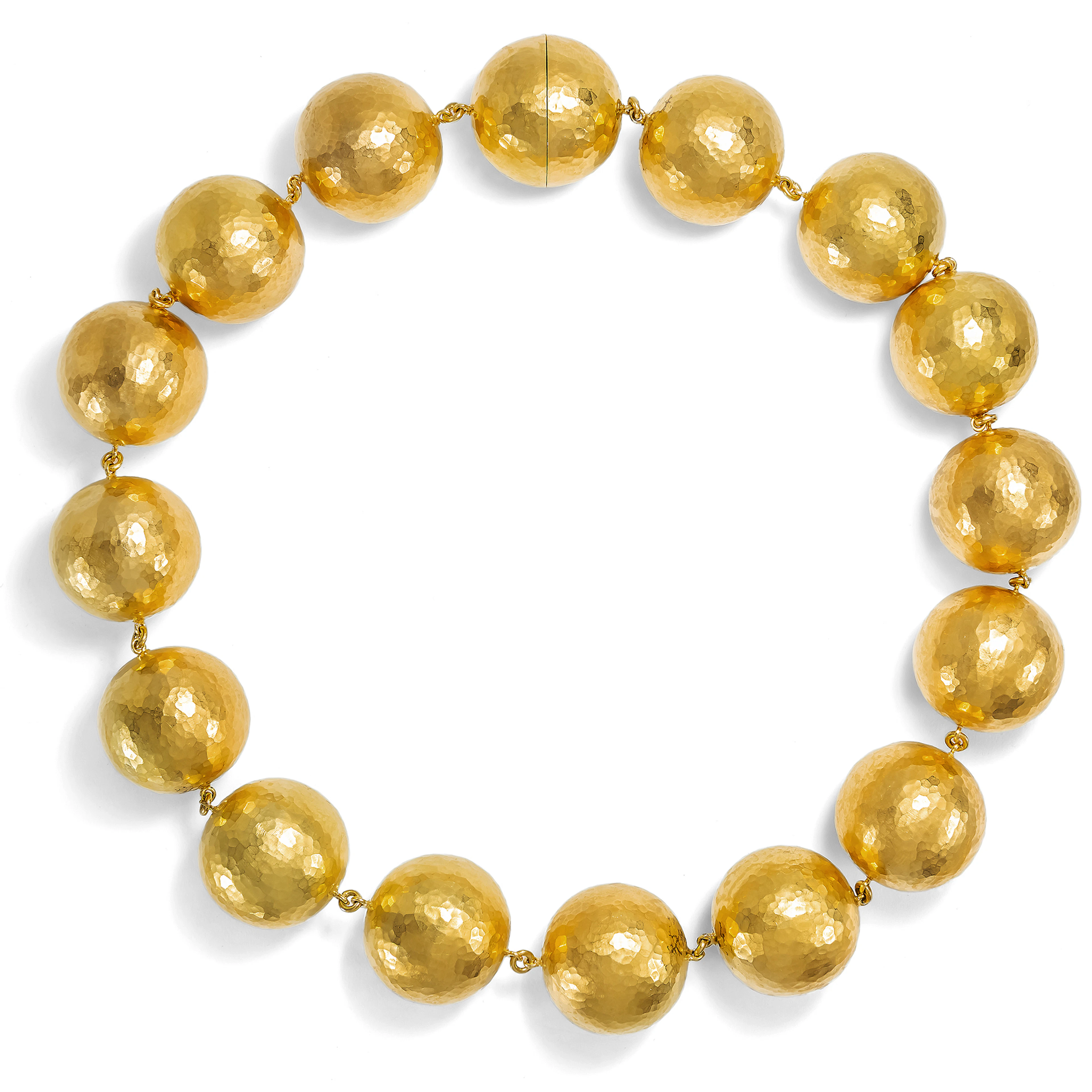 In goldenen Sphären • Einzigartiges Collier aus gehämmerten Goldkugeln