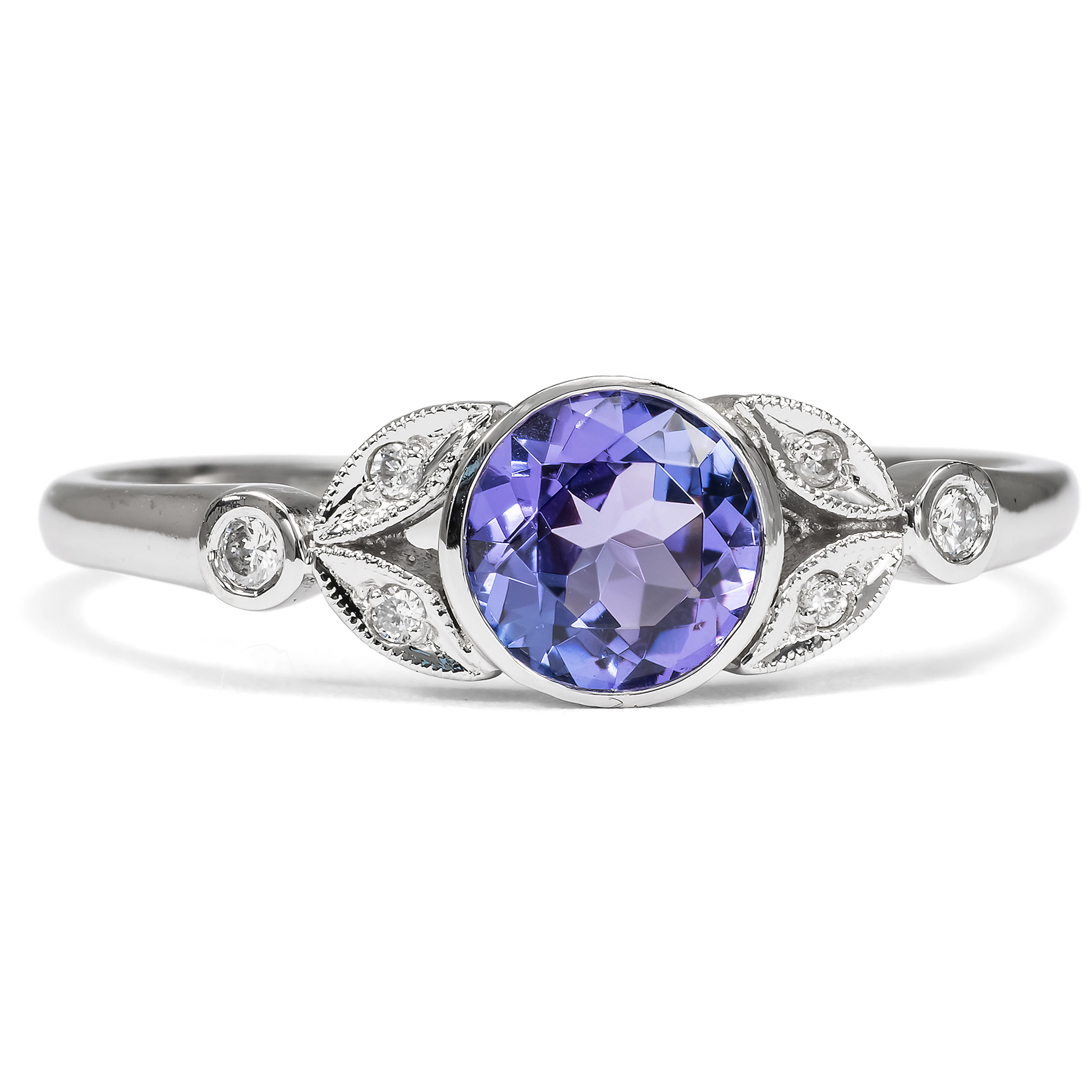 Beautiful Ring With Tanzanite & Diamonds In Platinum From Our Workshop