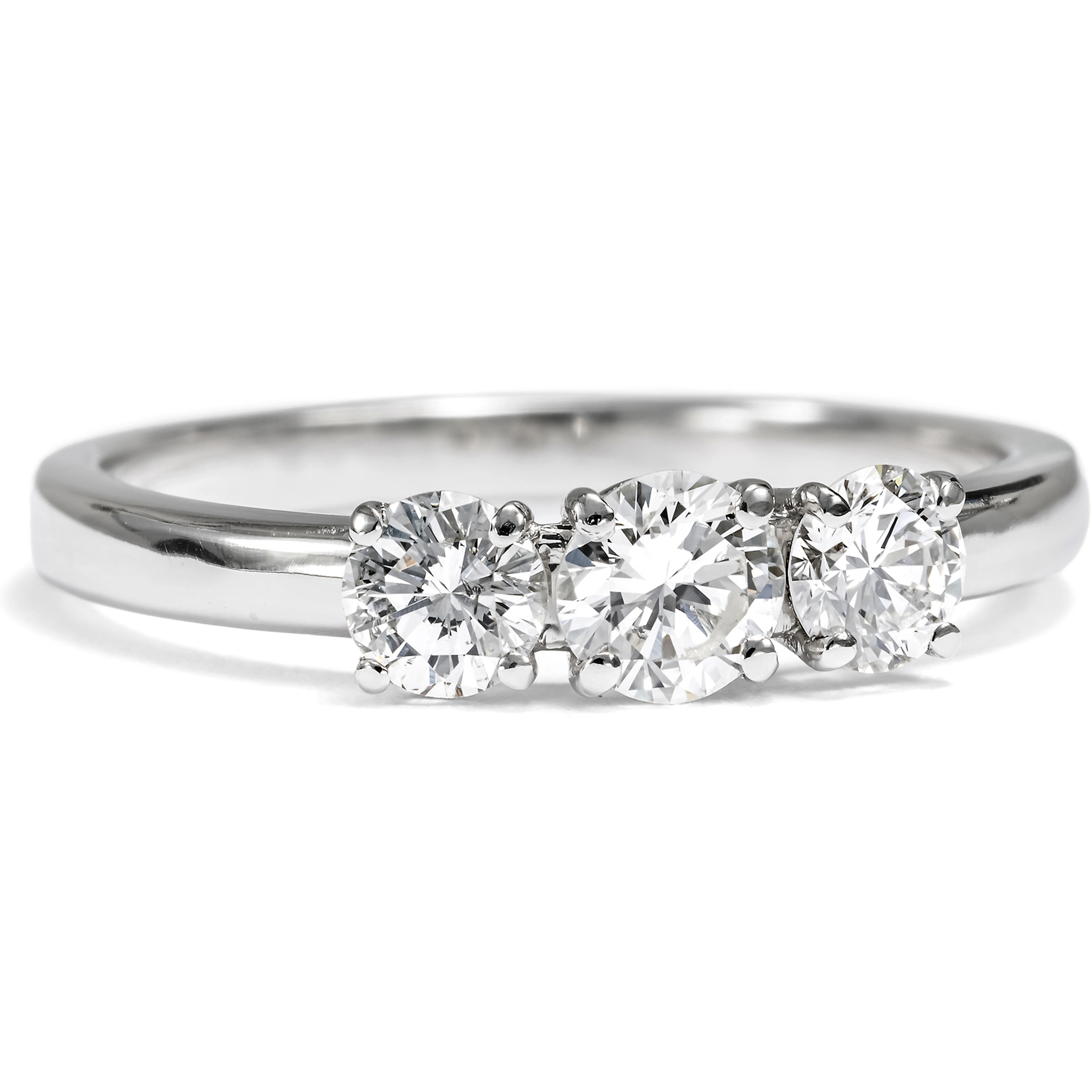 Sparkling “Trilogy” Ring with Vintage Diamonds in Platinum, Handcrafted