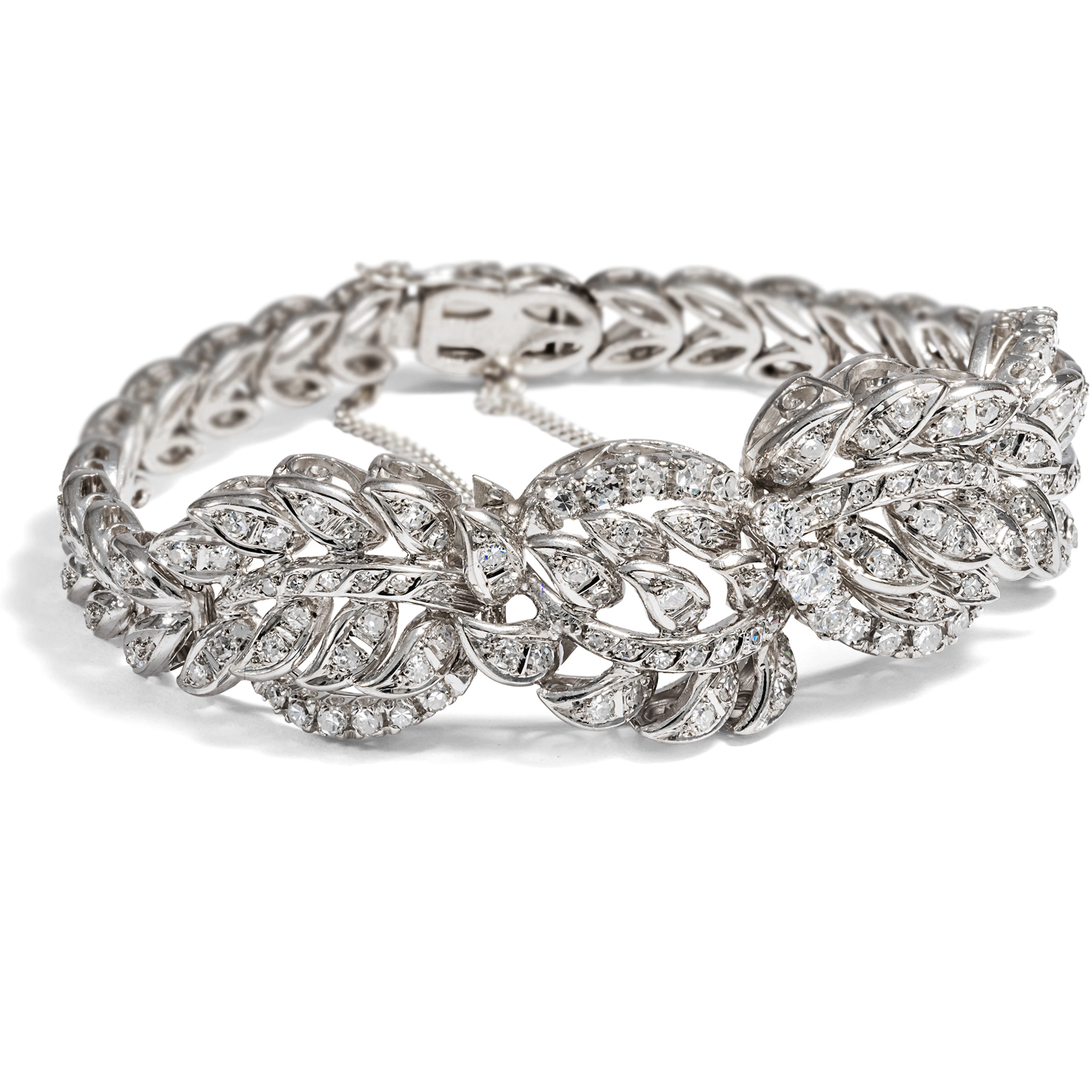 Glamorous Vintage Bracelet With Diamonds Set in White Gold, c. 1955