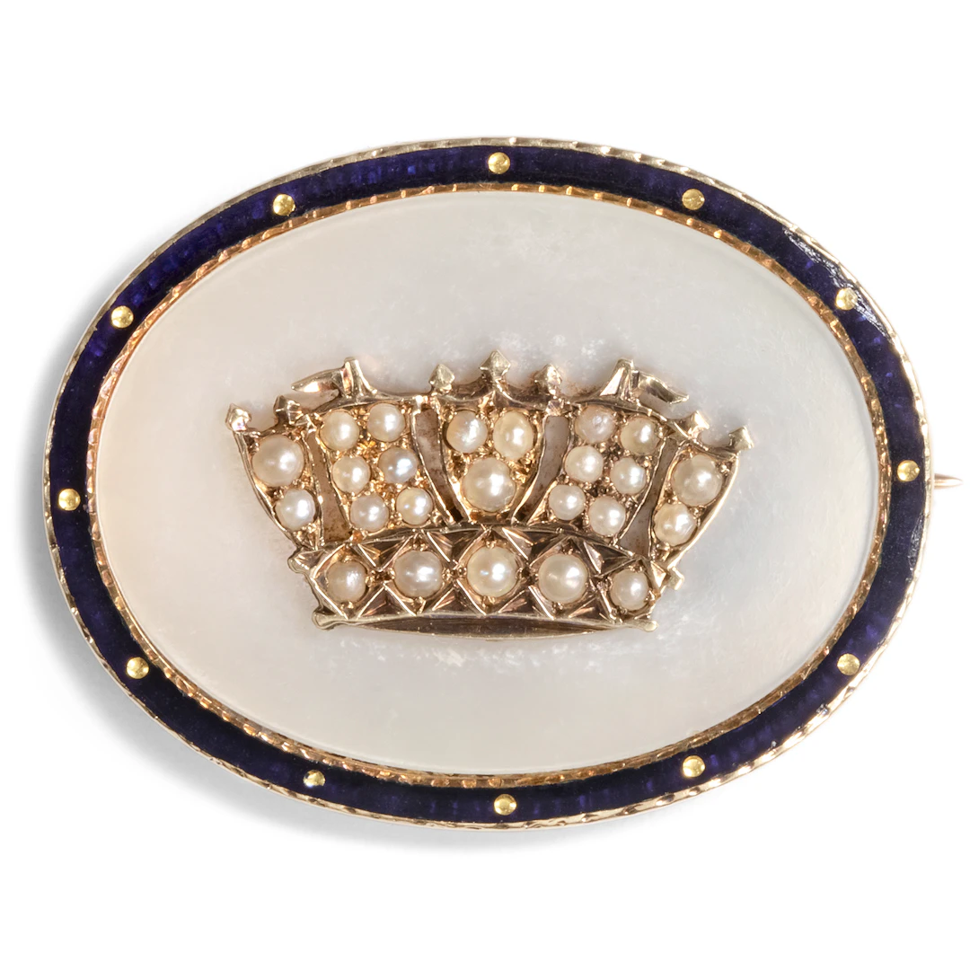 Antique Brooch With "Naval Crown" in Pearls & Gold, Great Britain ca. 1910