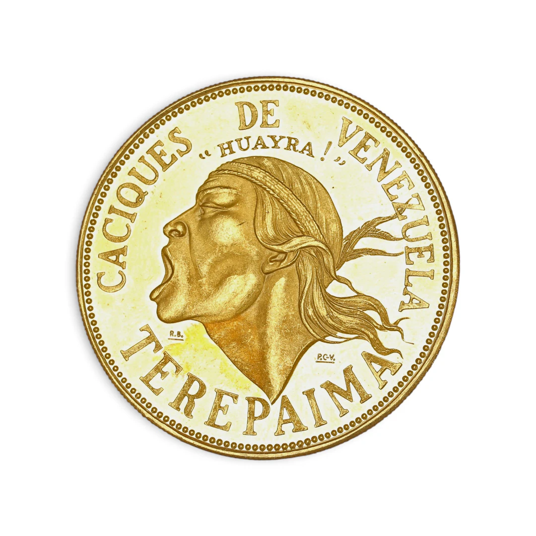 Moneda venezolana en oro.