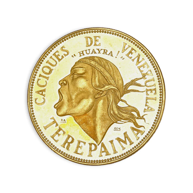 Moneda venezolana en oro.