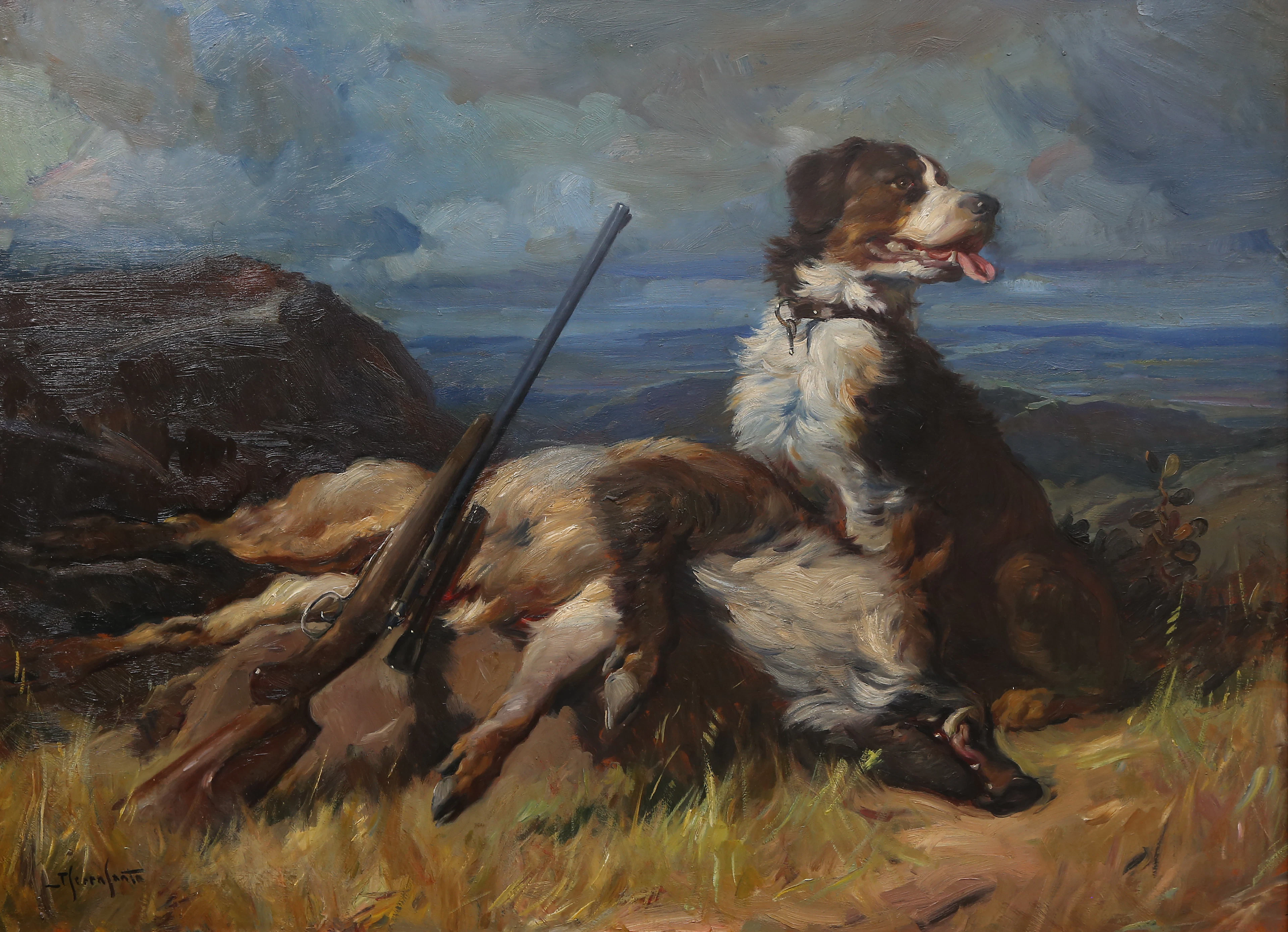 JOSEP SERRASANTA. Hunting scene.