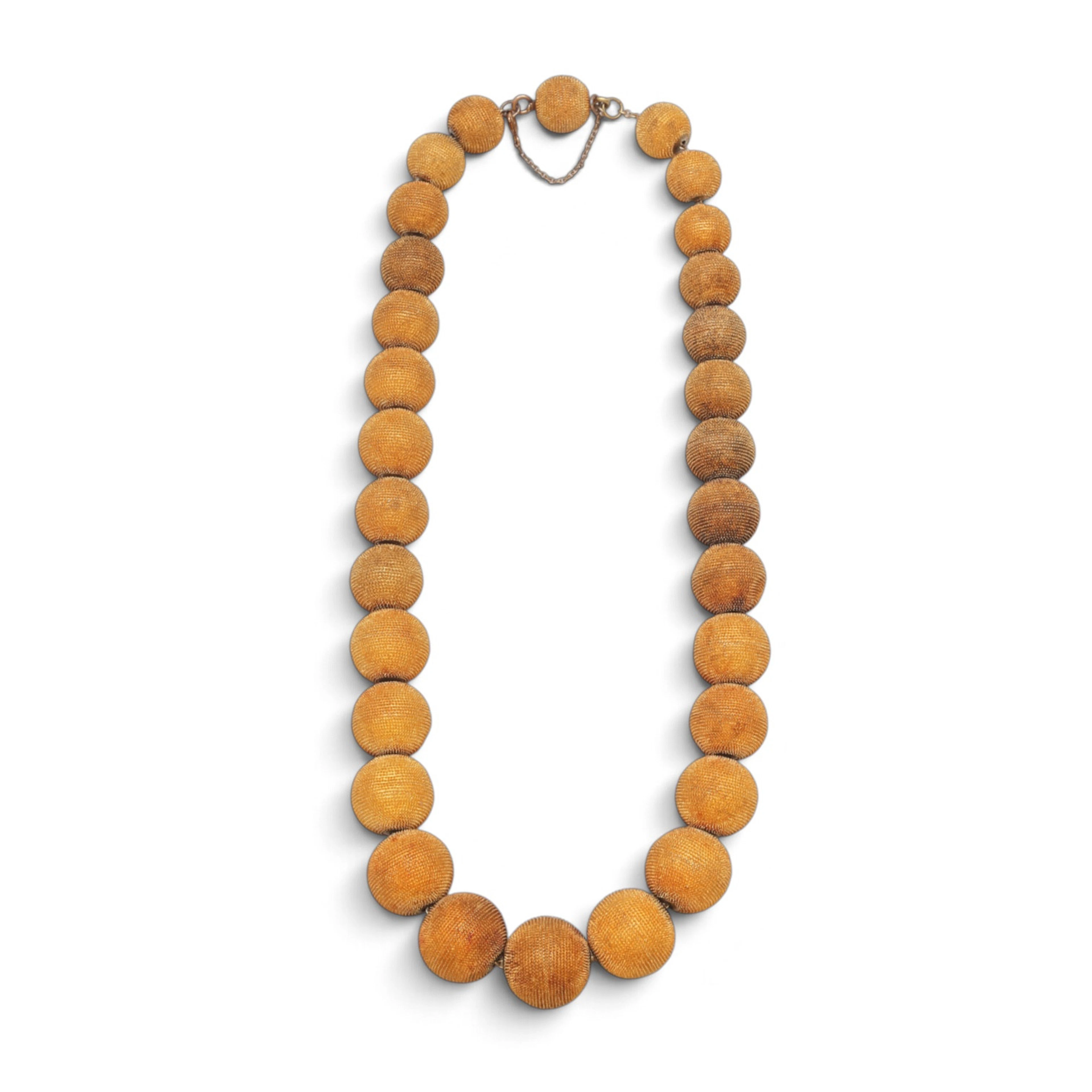 Textured gold beads necklace, first half of the 19th Century.