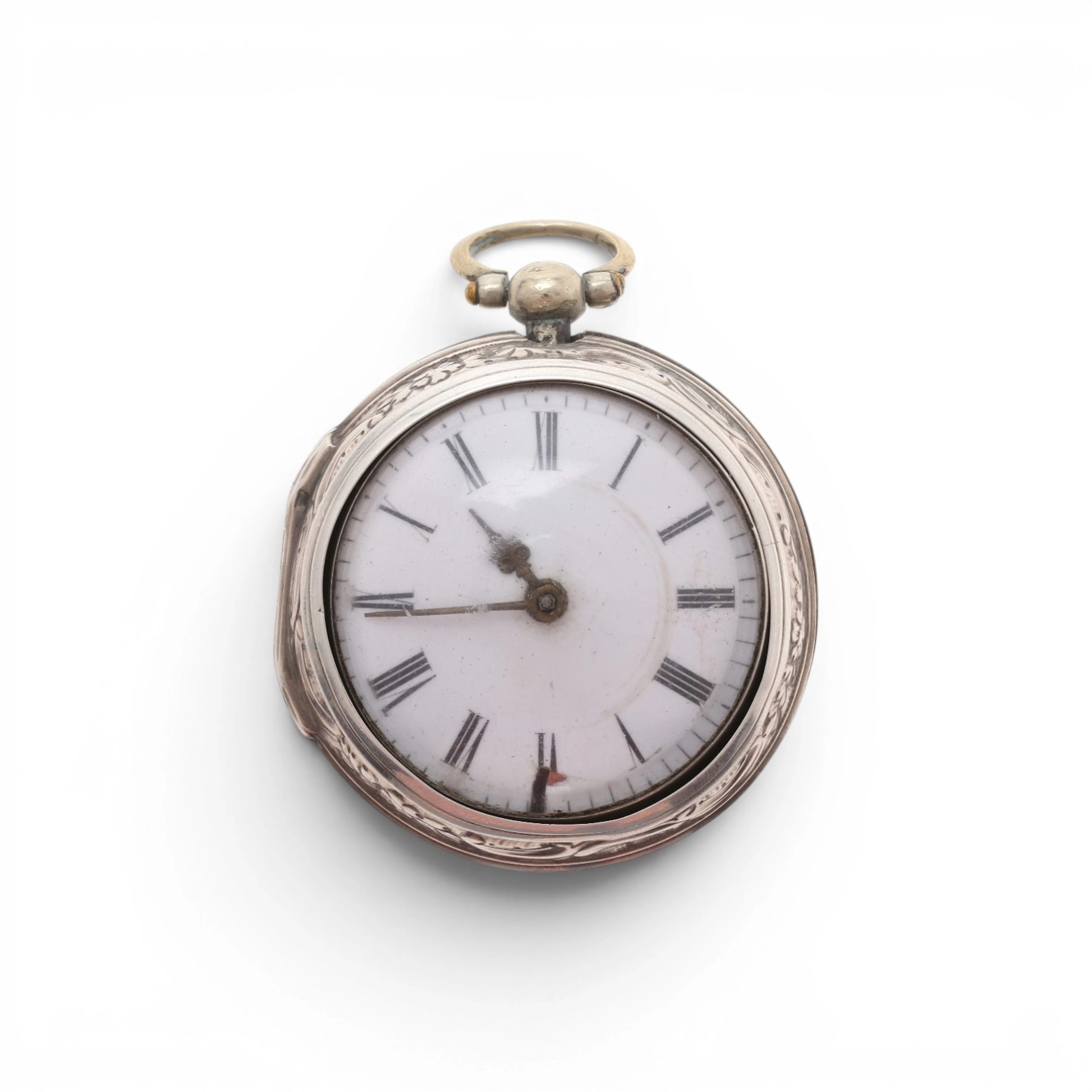 English silver catalino pocket watch, second third of the 18th century.
