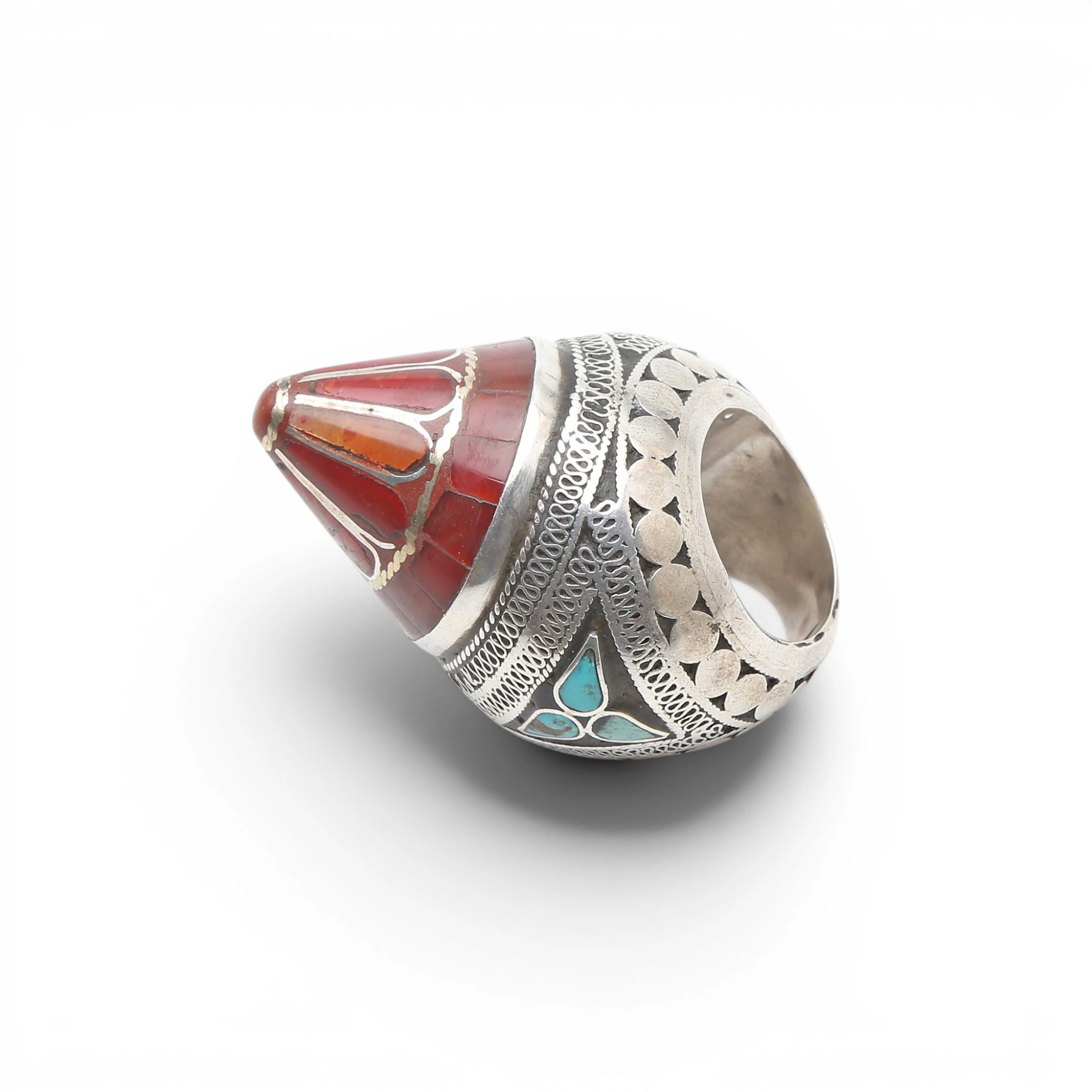 ProbablyTurkish silver ring with imitation carnelian agate, imitation