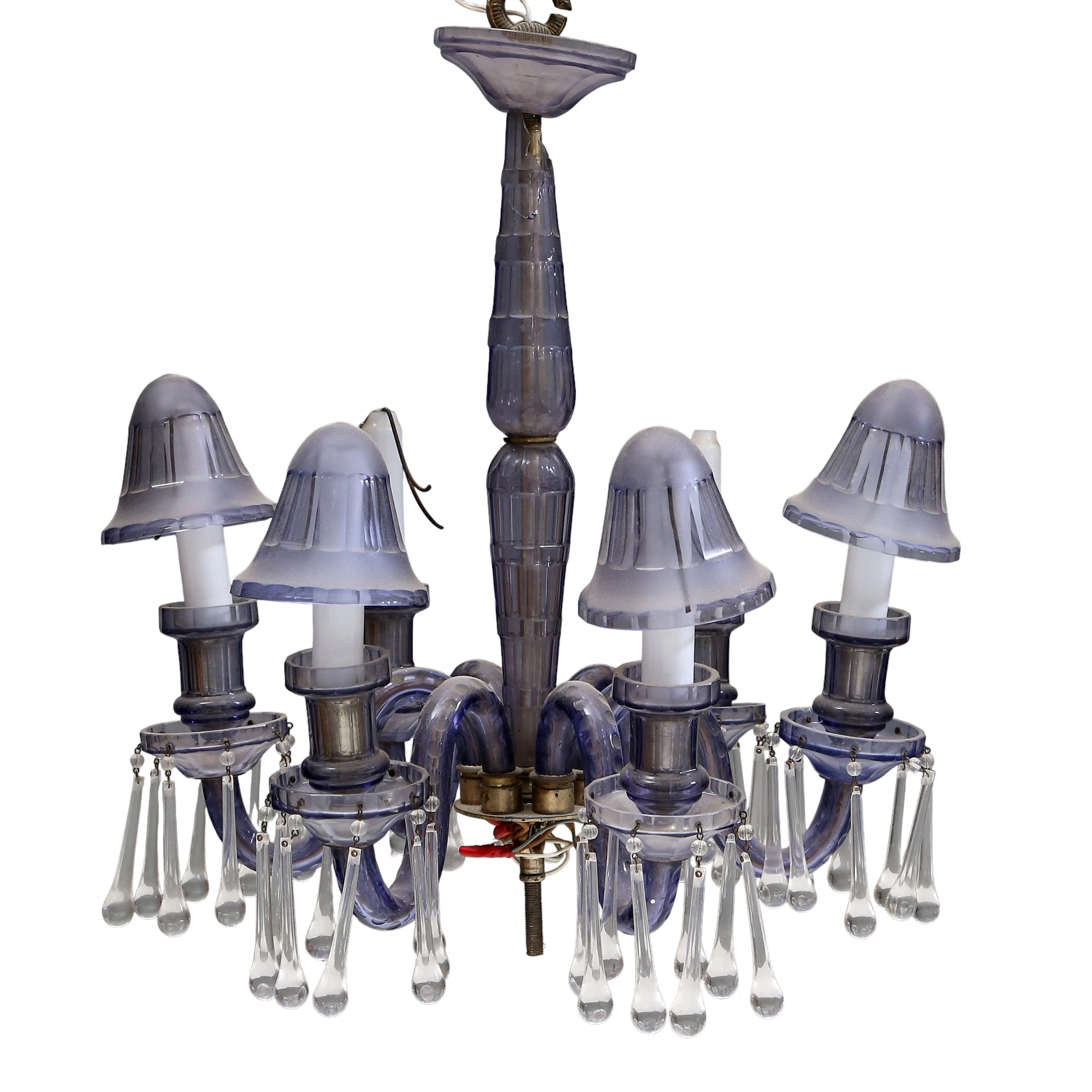Blue glass ceiling lamp, first half of the 20th Century.