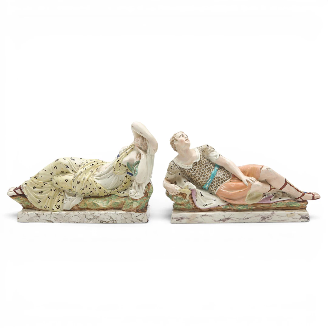 "Mark Antony and Cleopatra", pair of Staffordshire pearlware figures