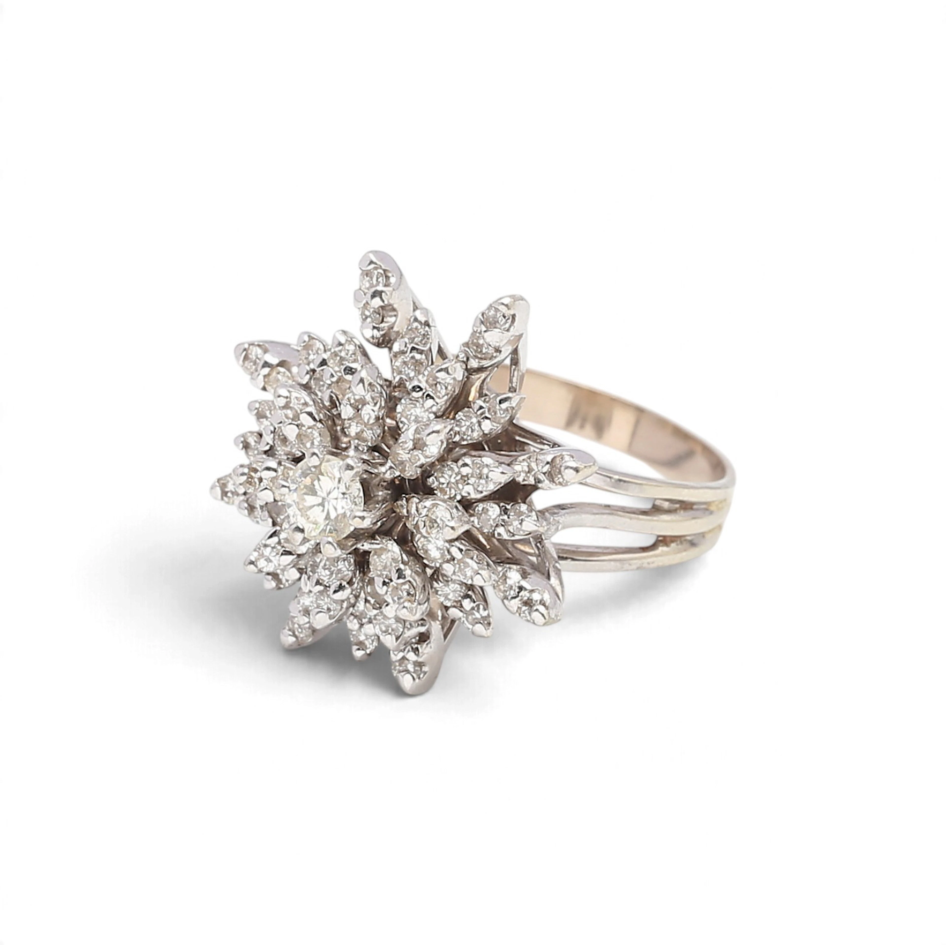 Diamonds rosette ring, circa 1960.