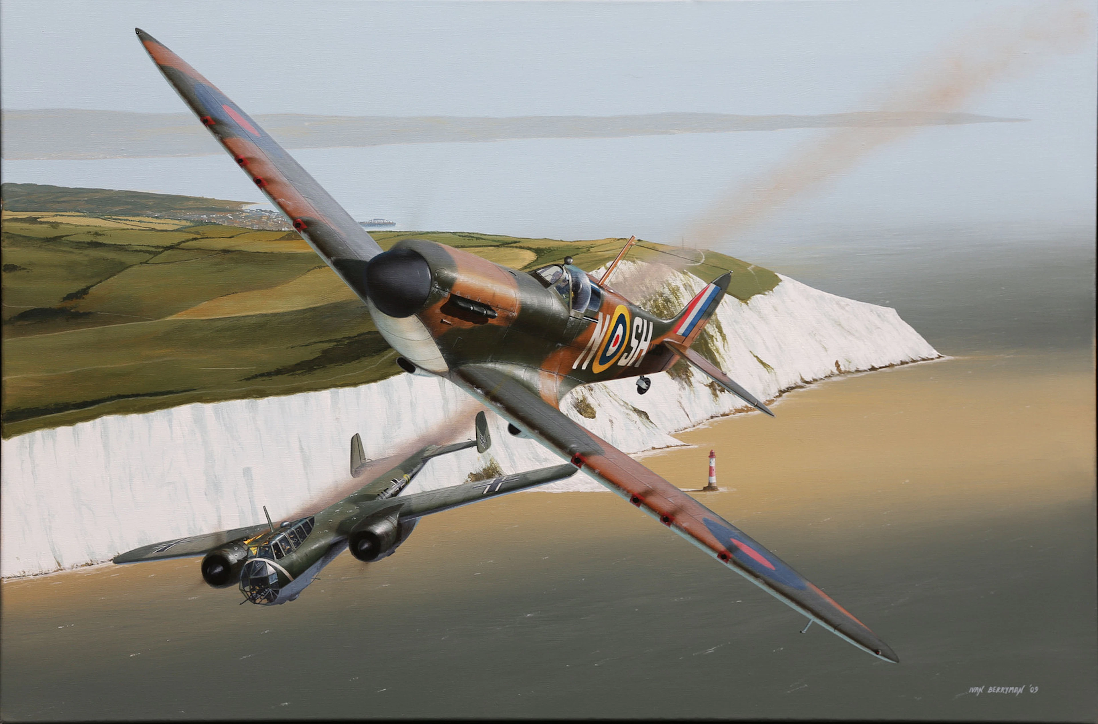 IVAN BERRYMAN. Spitfire fighter over Dover, World War II.