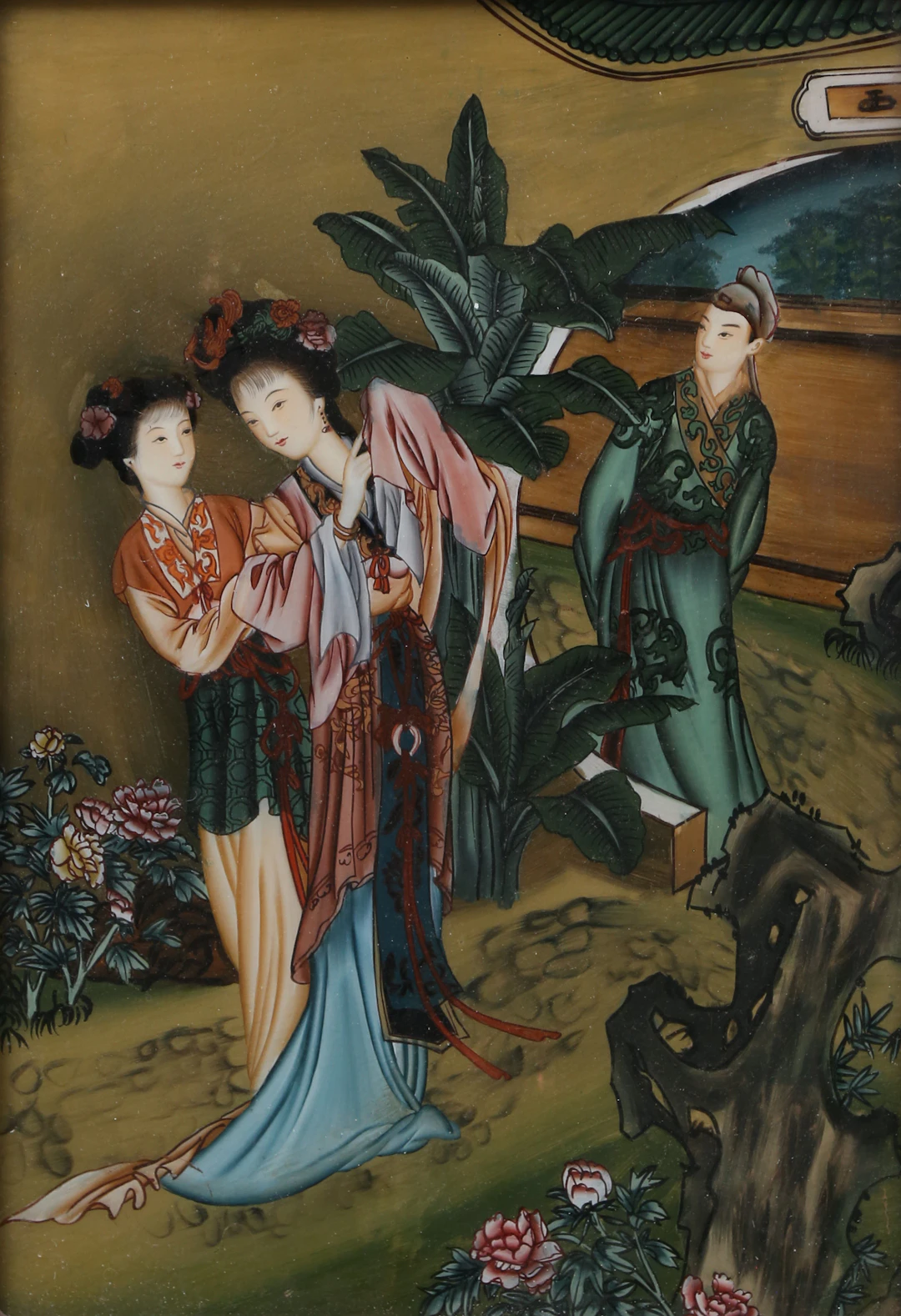 CHINESE SCHOOL, 20TH CENTURY. Lady playing the harp.