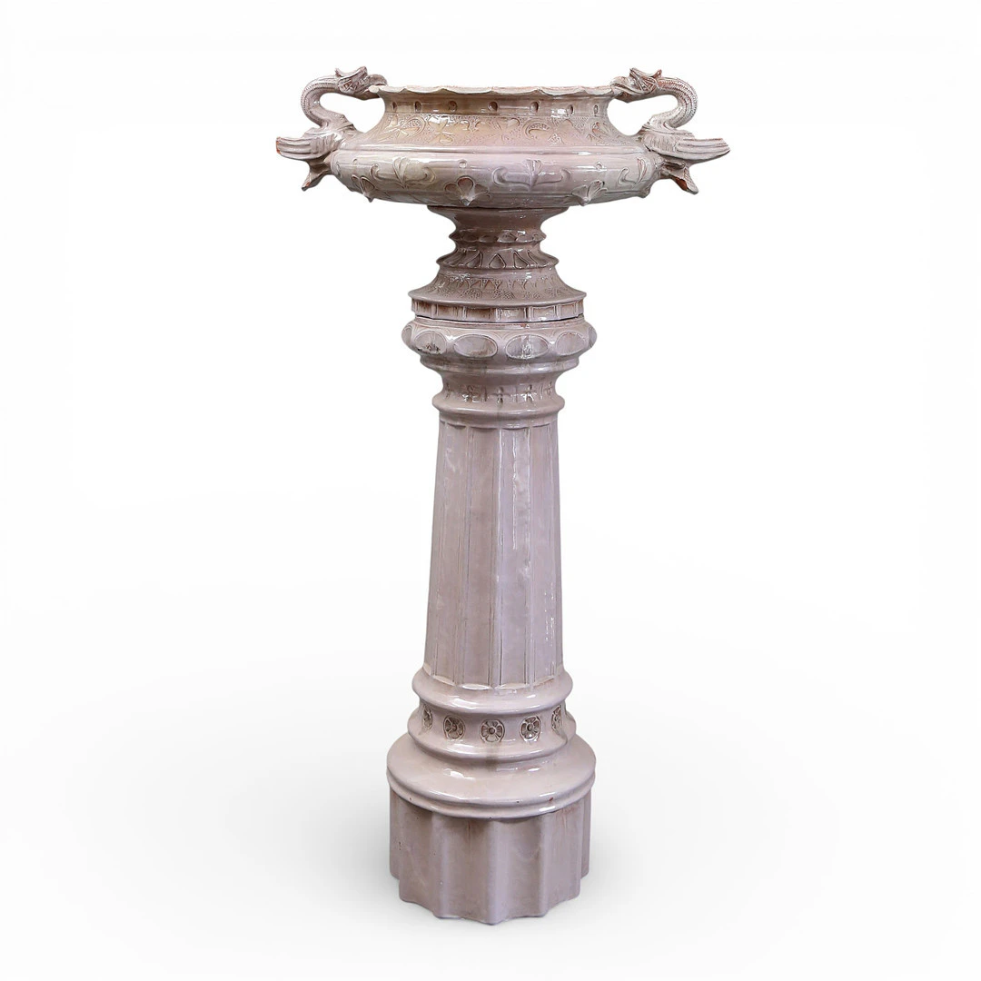 Earthenware jardiniere with pedestal, early 20th century.