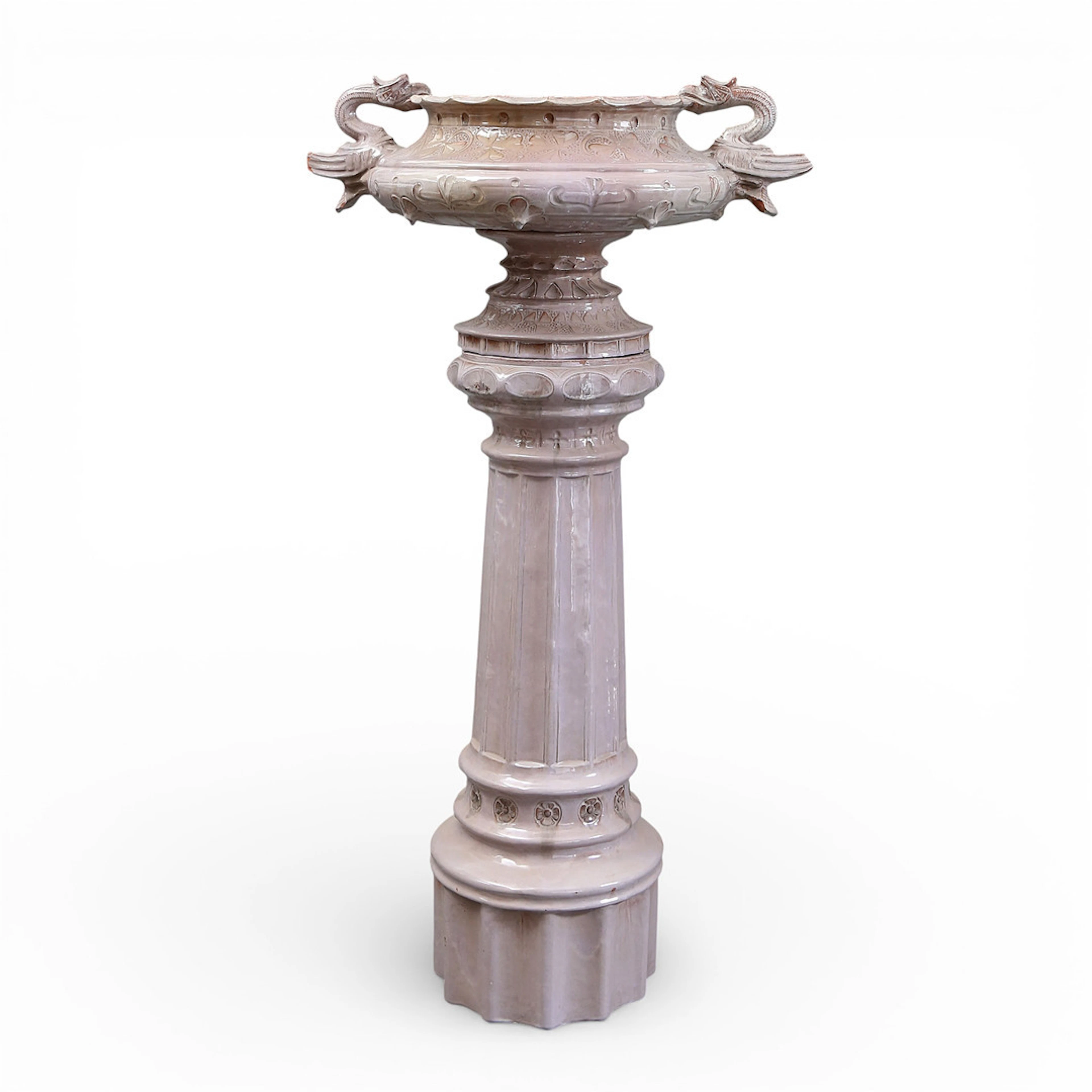 Earthenware jardiniere with pedestal, early 20th century.