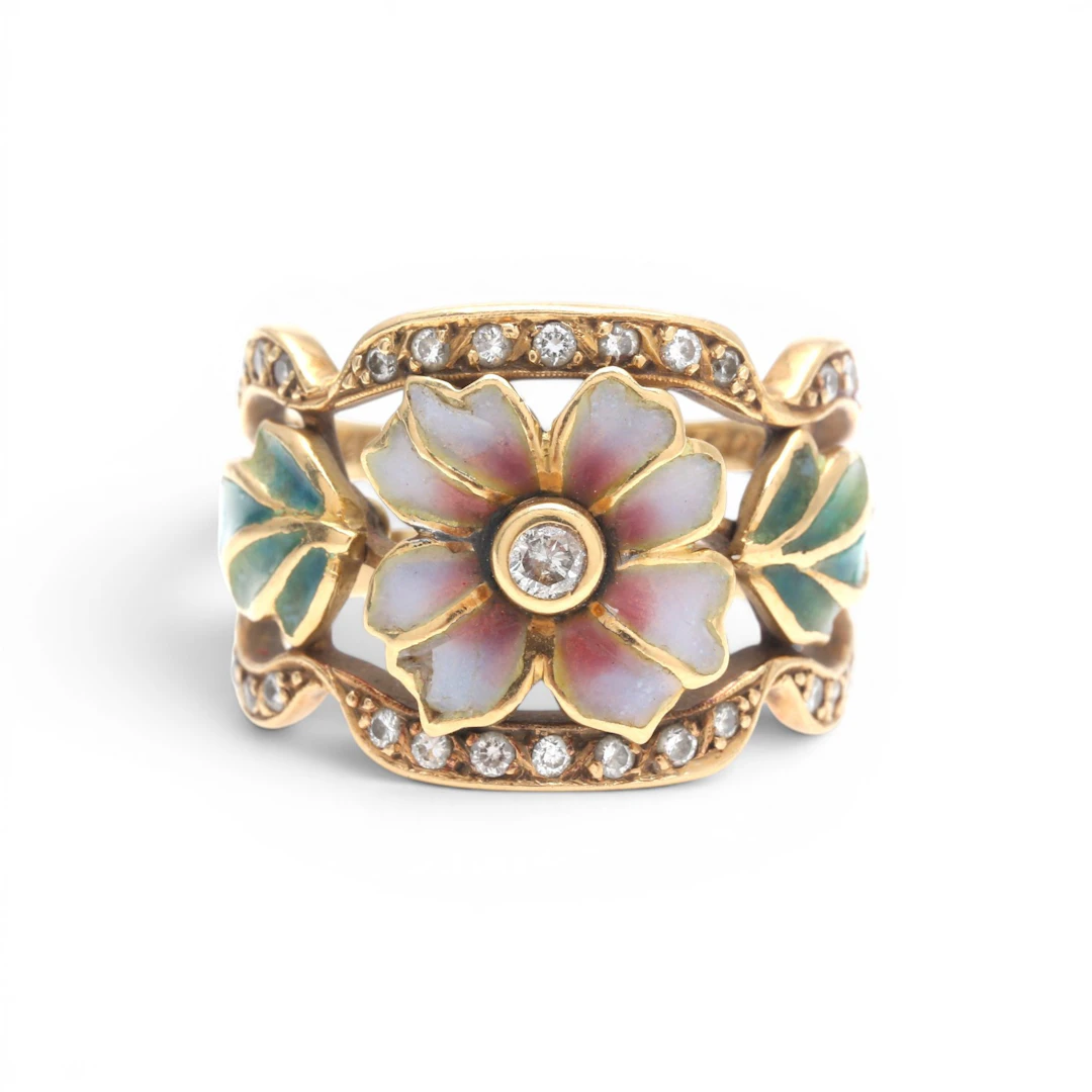 JOYERÍA BAGUÉS - MASRIERA. Floral ring in gold and gemstones.