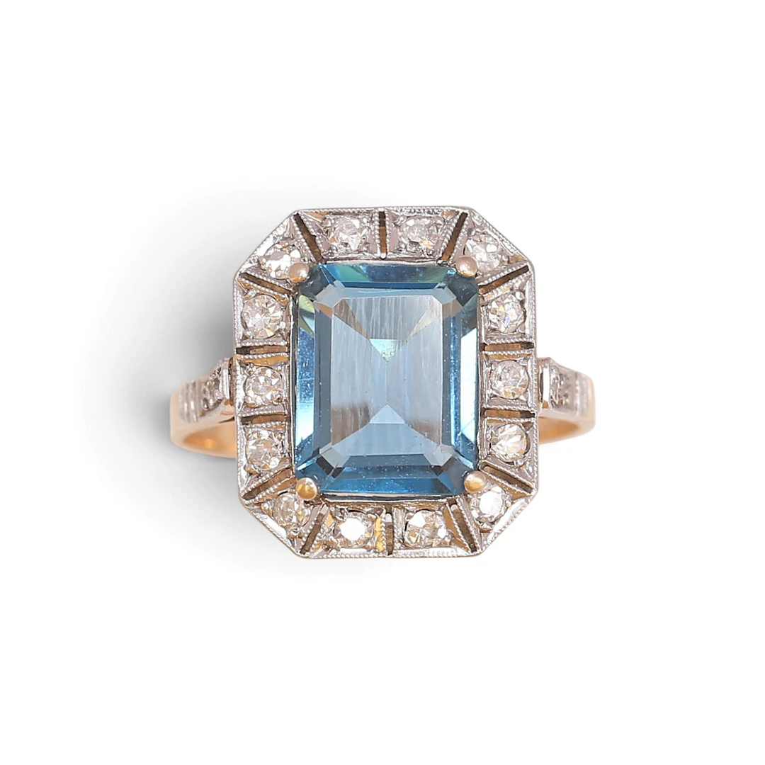 Art Déco topaz and diamond ring, circa 1930.