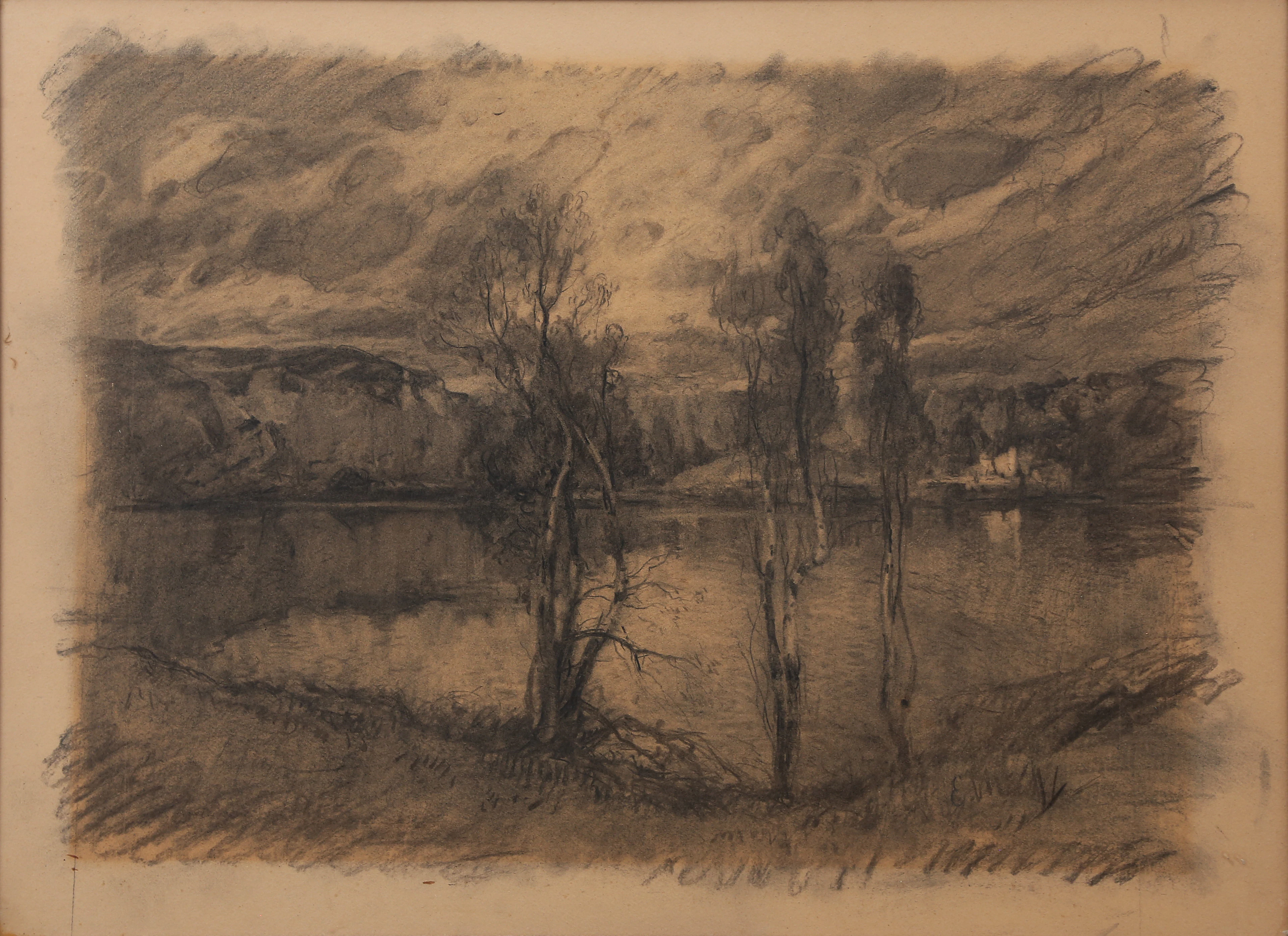 ELISEO MEIFRÉN. Lakeside landscape.