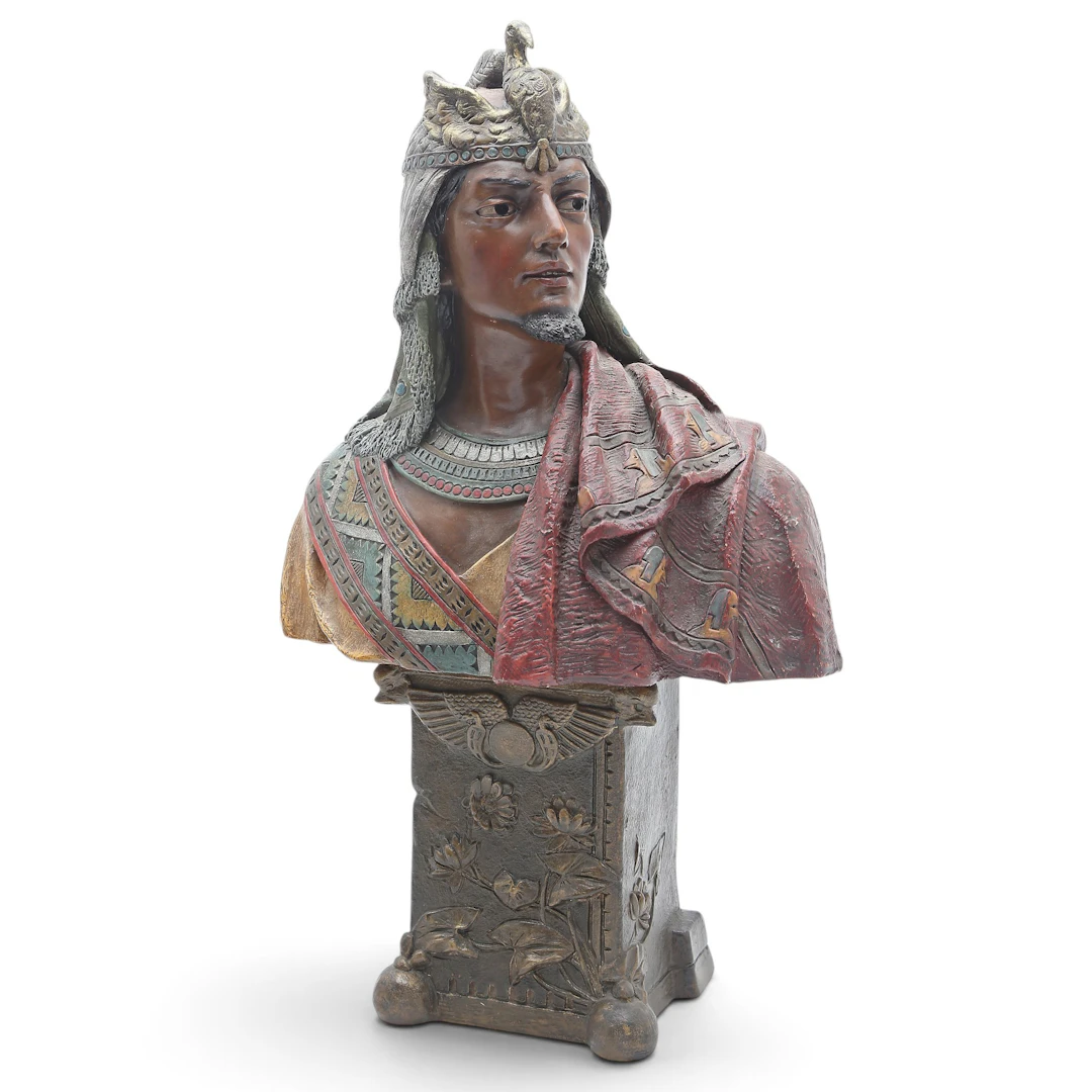"Egyptian", Orientalist terracotta bust in the style of Goldscheider