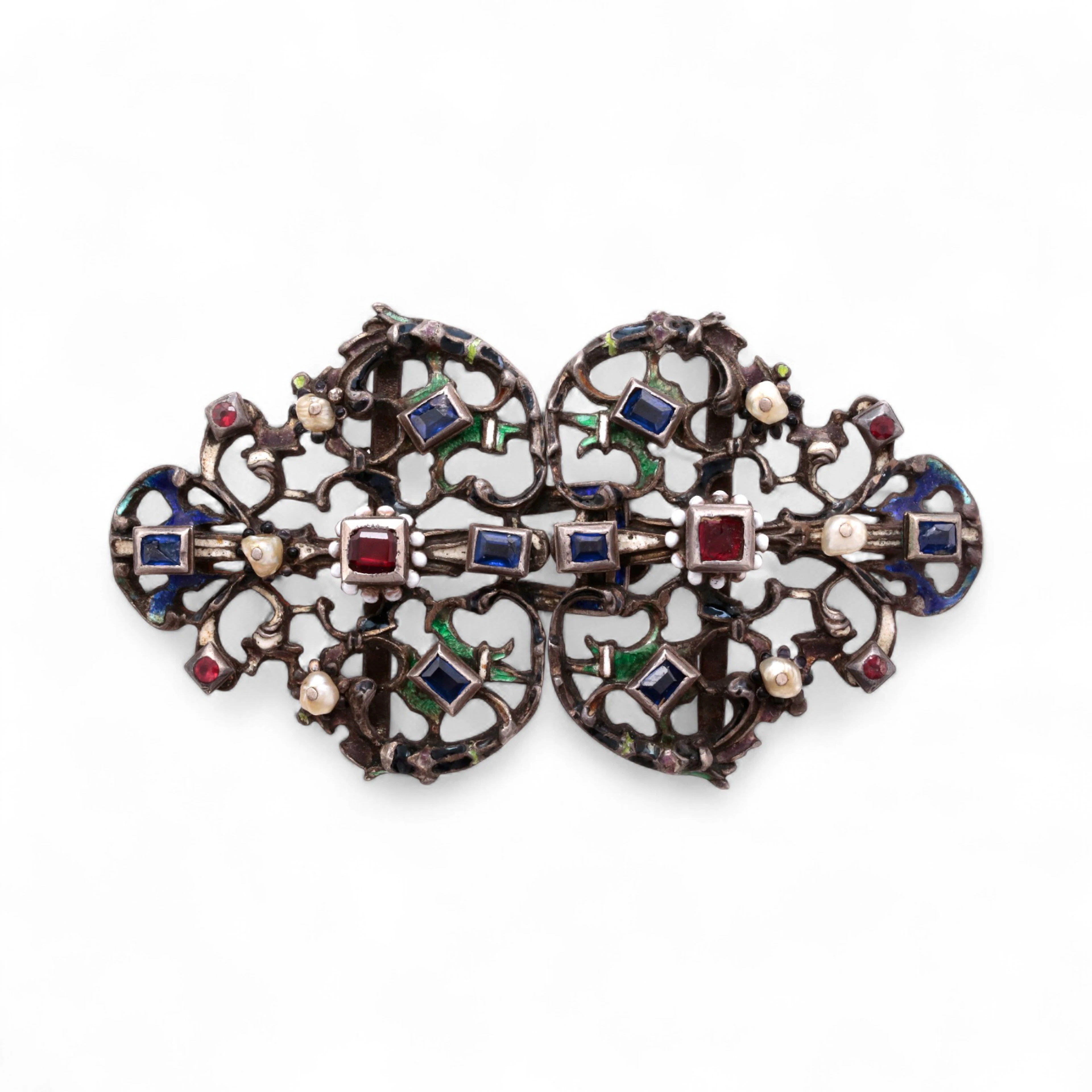 Italian Neo-Renaissance buckle in silver, late 19th Century.
