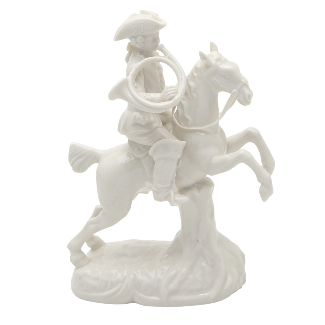 "Hunter on horseback", glazed porcelain figure from Nymphenburg, 20th Century.