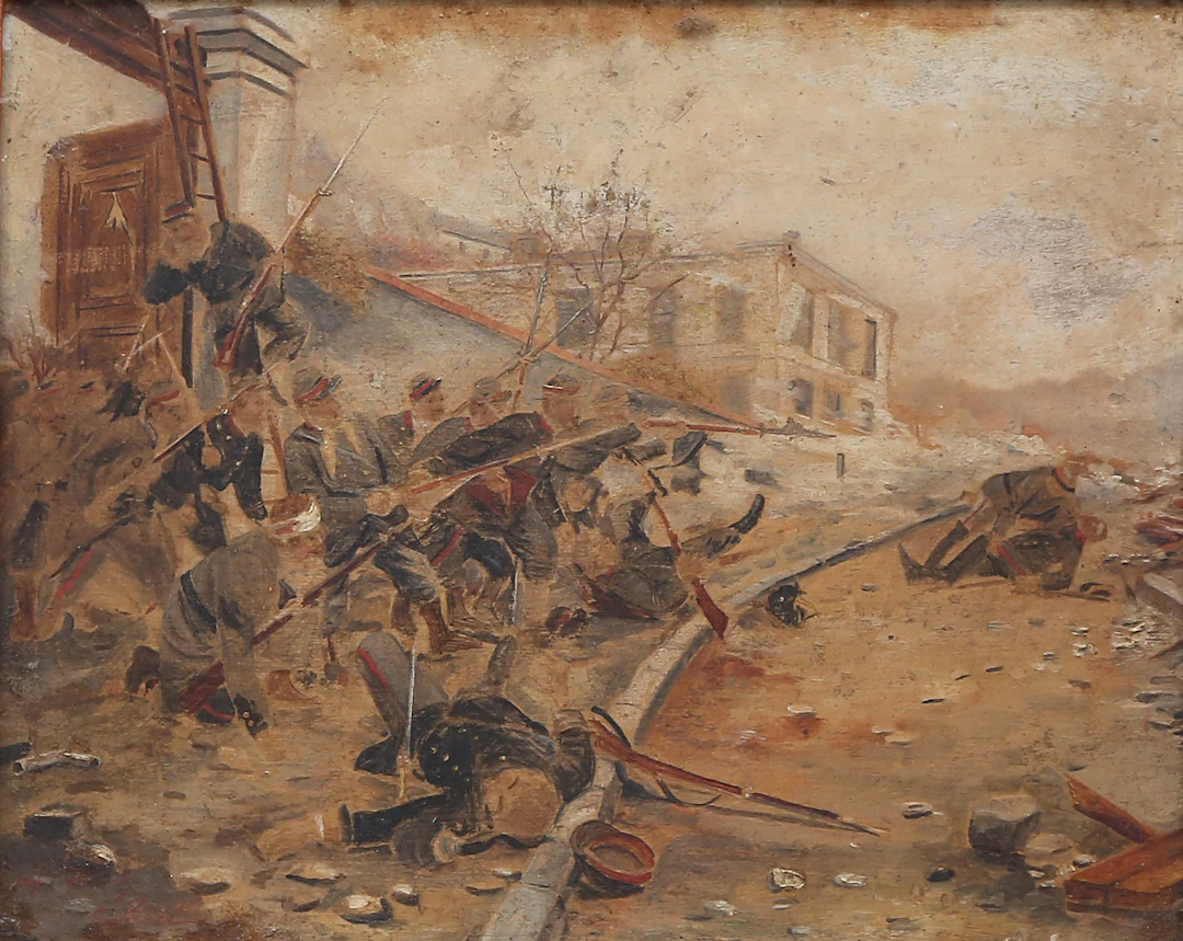 PAUL-LOUIS-NARCISSE GROLLERON. SEGÚN. Battle scene.