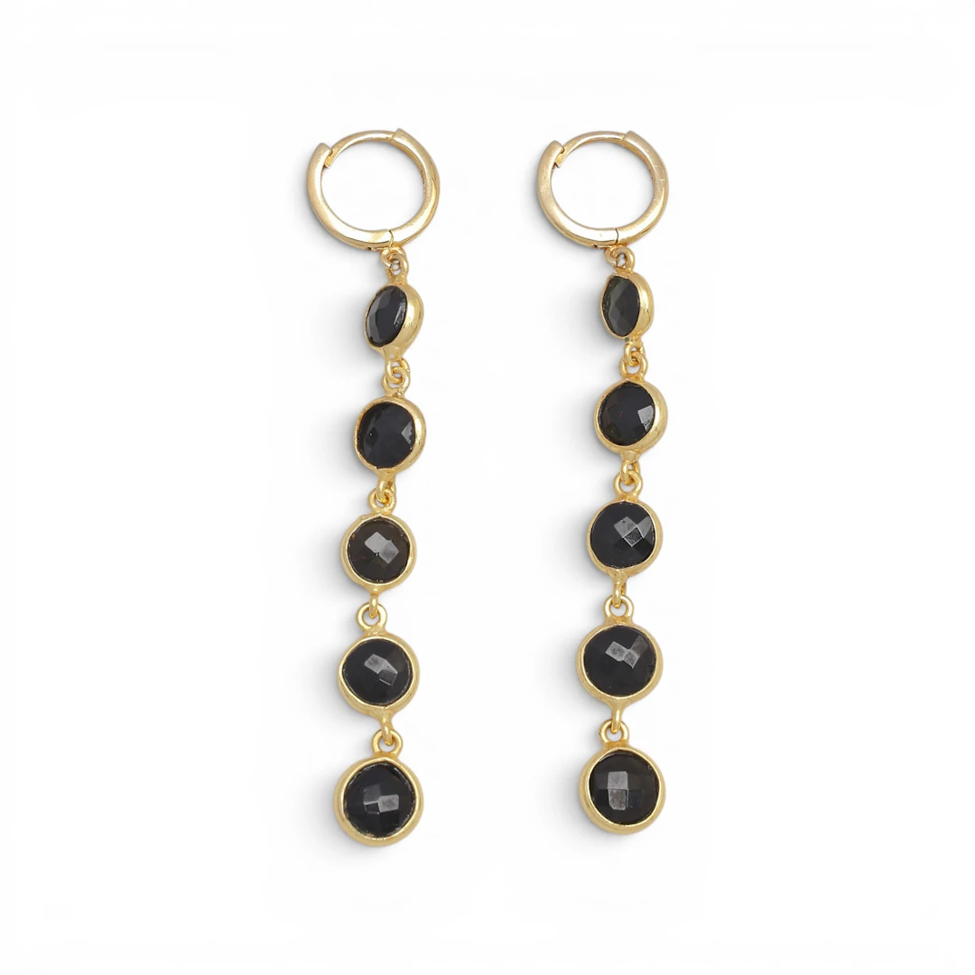 Black tourmalines long earrings.